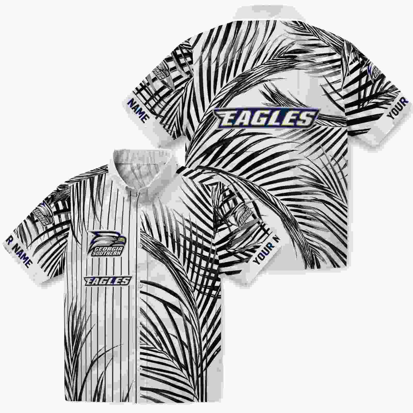 georgia southern eagles palm stripes blue black white hawaiian shirt high quality