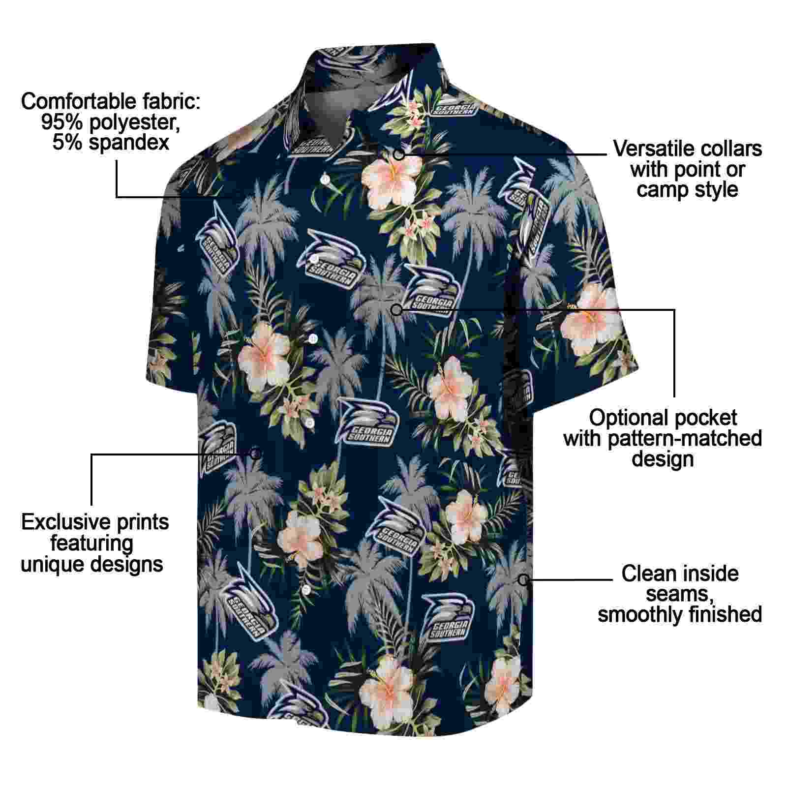 georgia southern eagles palm tree flower blue hawaiian shirt new arrival