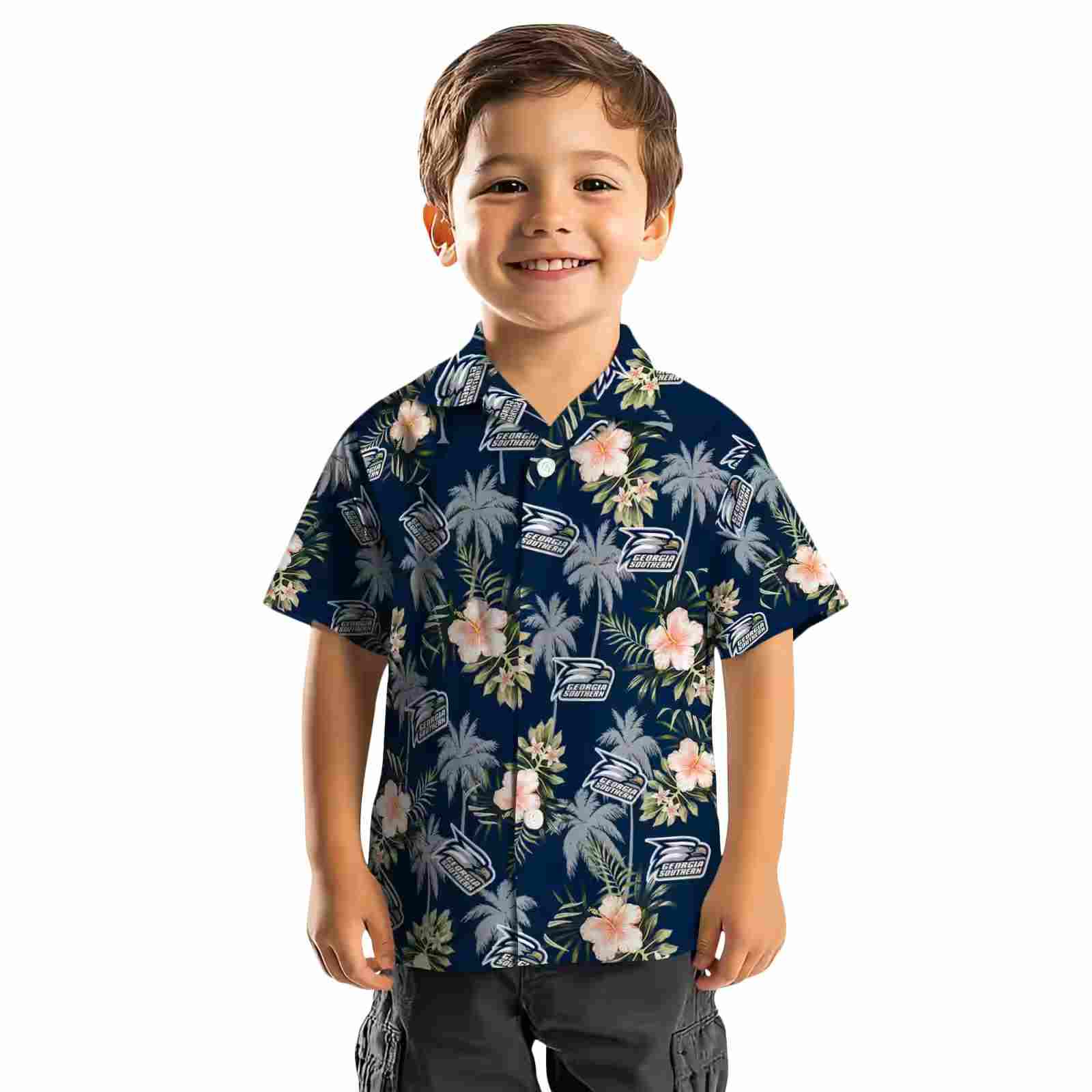 georgia southern eagles palm tree flower blue hawaiian shirt top rated