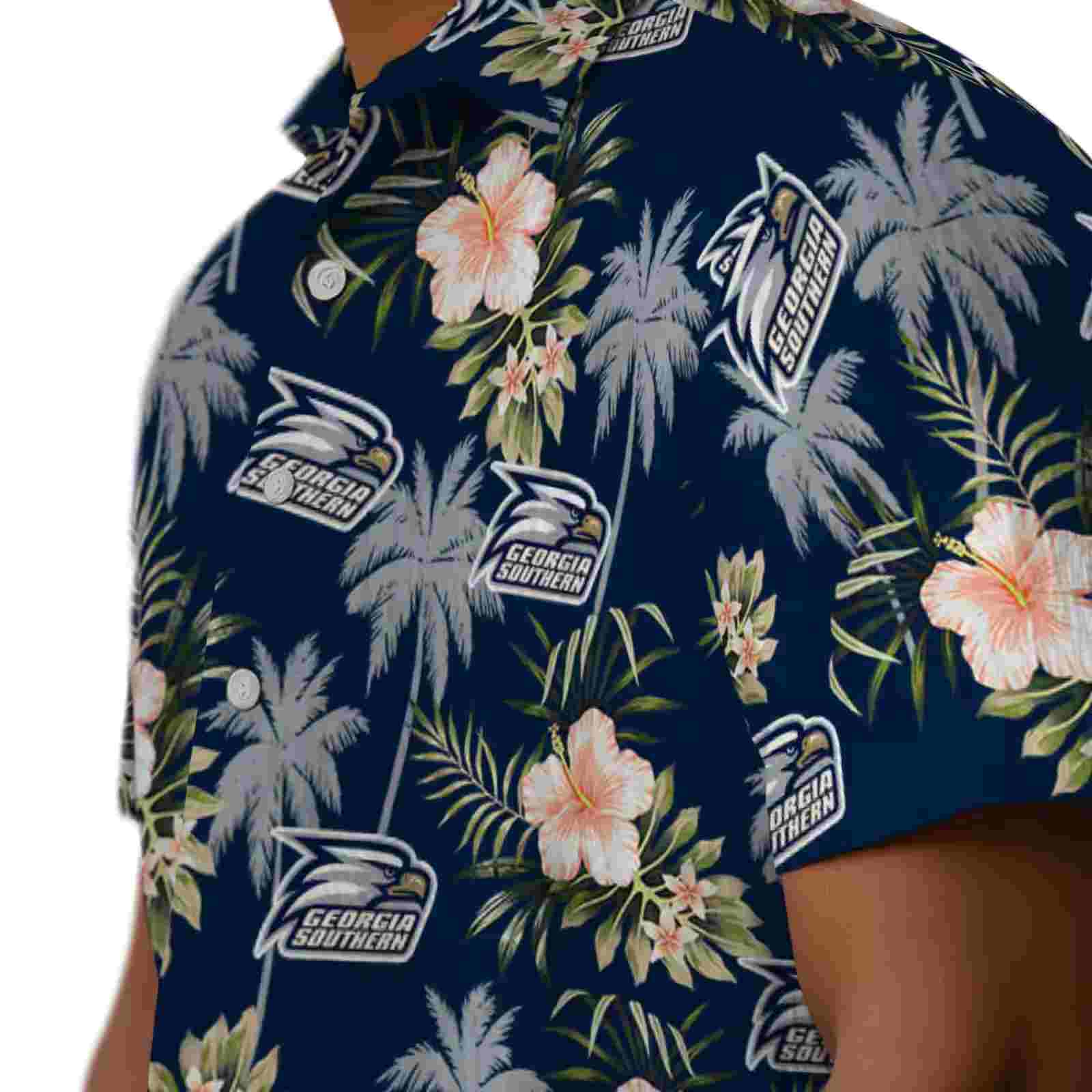 georgia southern eagles palm tree flower blue hawaiian shirt trendy