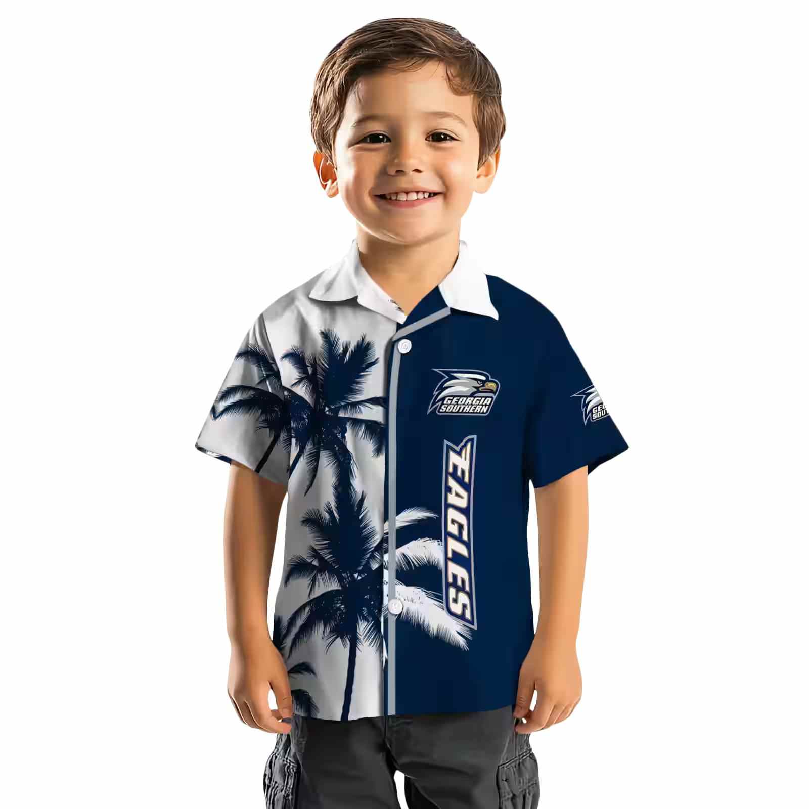 georgia southern eagles palm trees blue white hawaiian shirt top rated