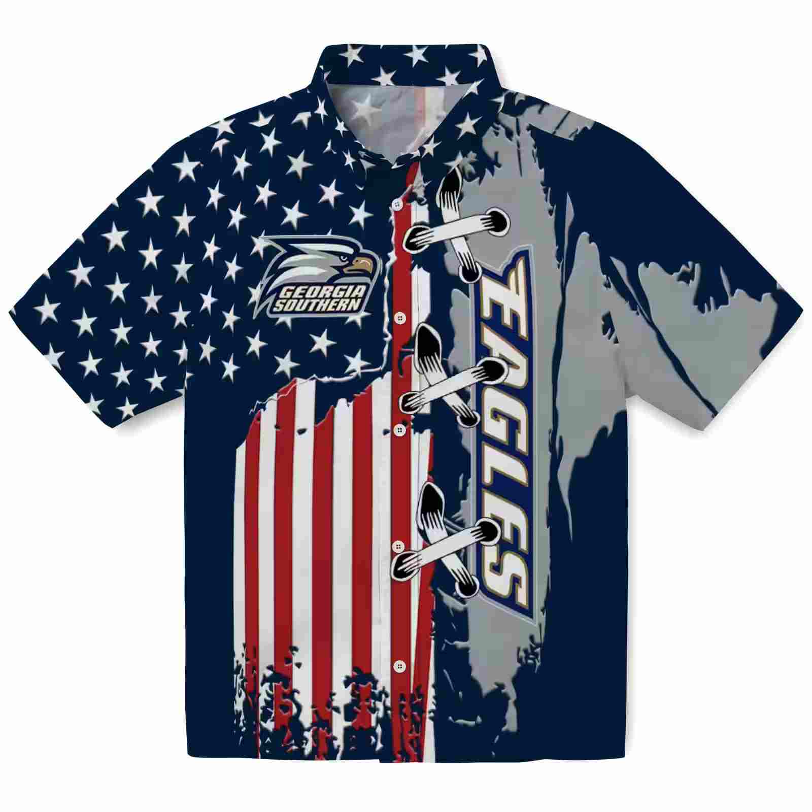 Georgia Southern Eagles Stitched Flag Blue Hawaiian Shirt