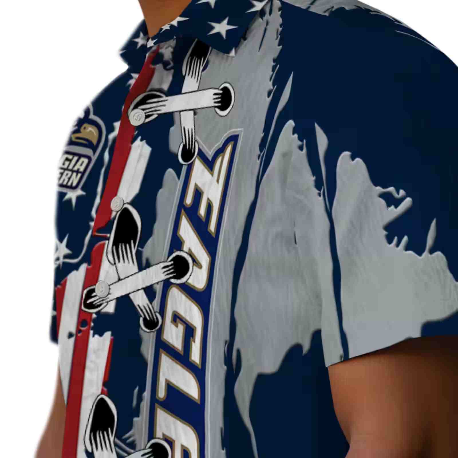 georgia southern eagles stitched flag blue hawaiian shirt trendy