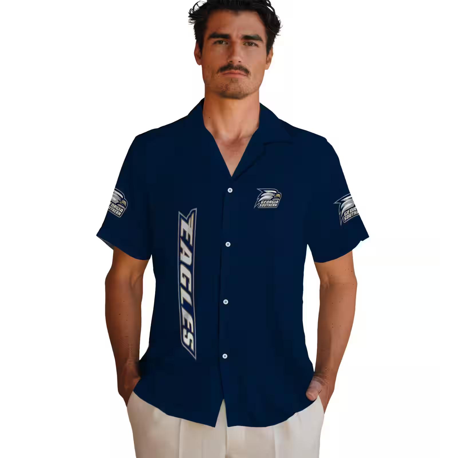 georgia southern eagles stuart minion blue hawaiian shirt fashion forward