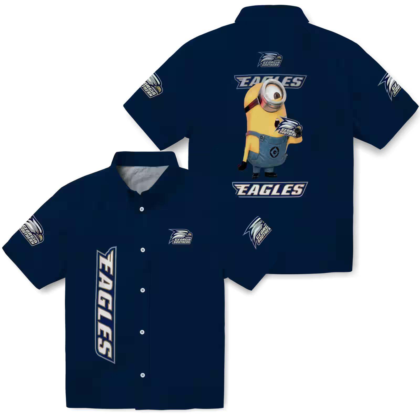 georgia southern eagles stuart minion blue hawaiian shirt high quality