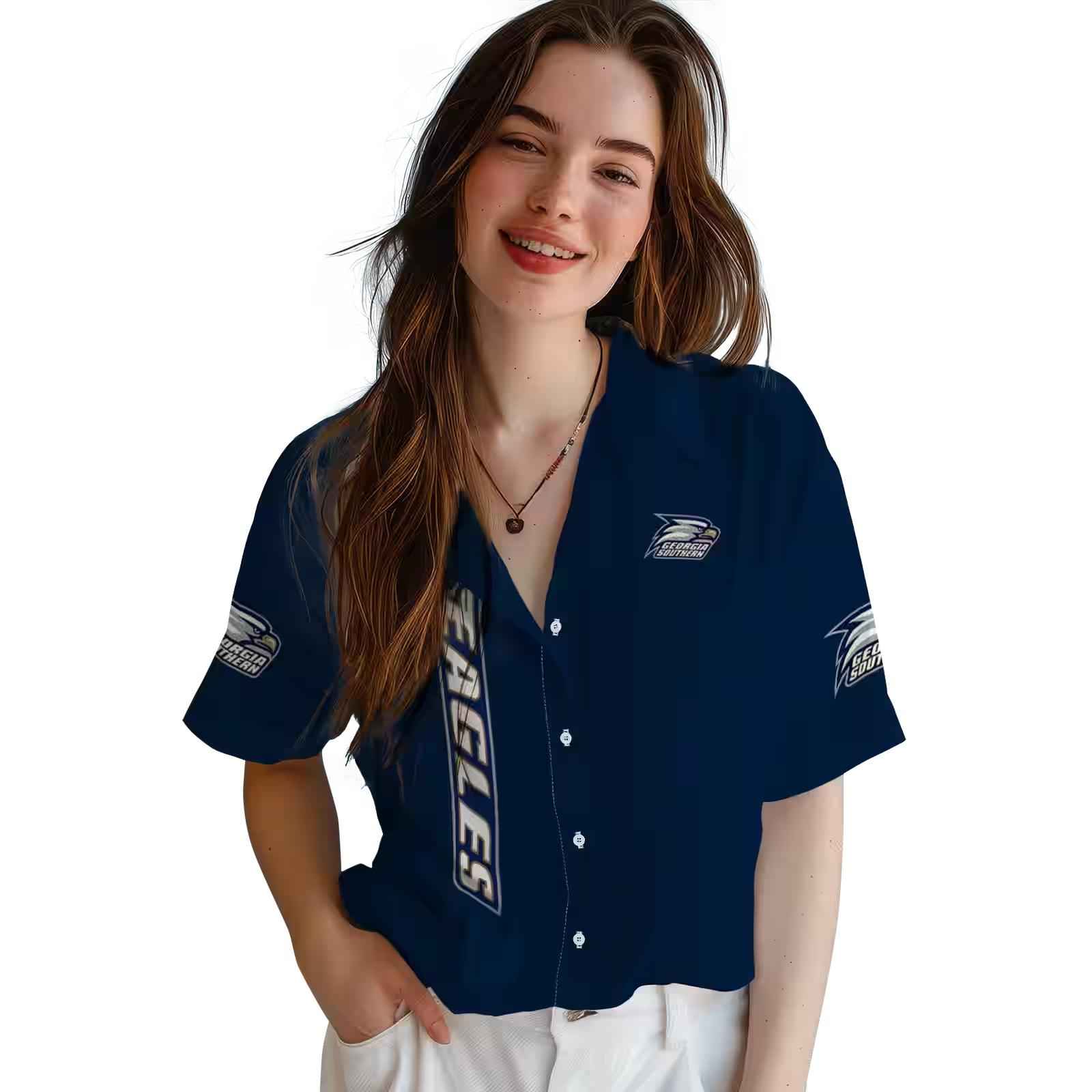 georgia southern eagles stuart minion blue hawaiian shirt latest model