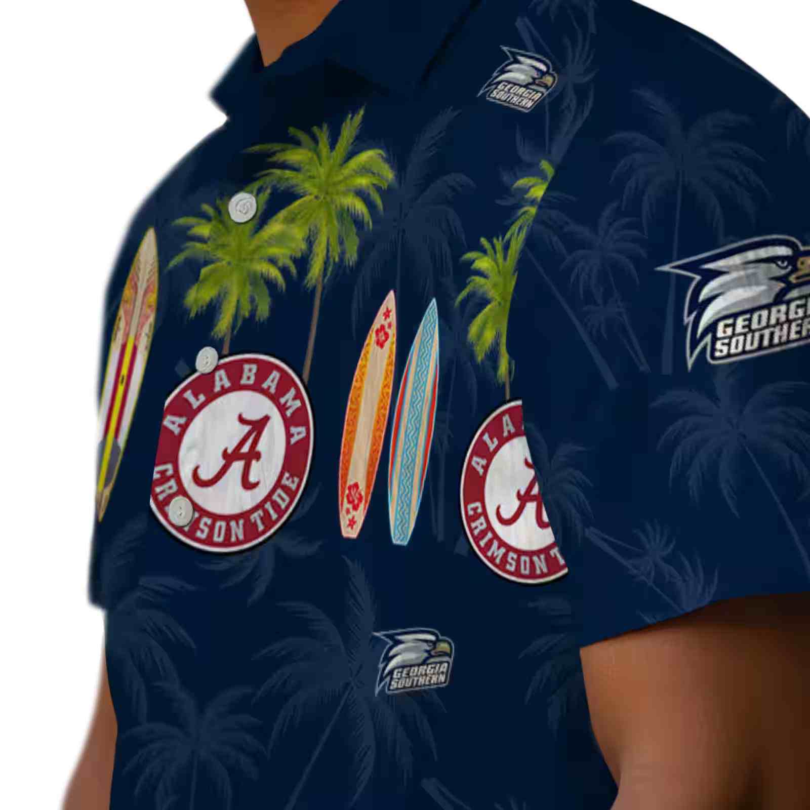 georgia southern eagles surfboard palm blue hawaiian shirt trendy