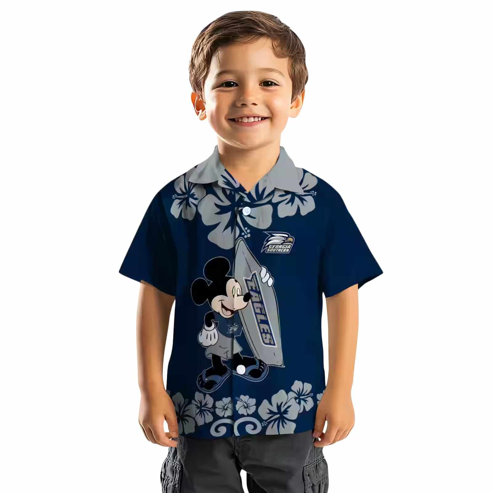 georgia southern eagles surfing mickey blue hawaiian shirt top rated