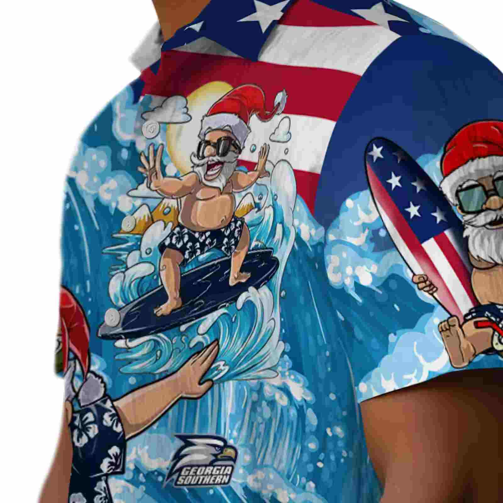 georgia southern eagles surfing santa blue hawaiian shirt trendy