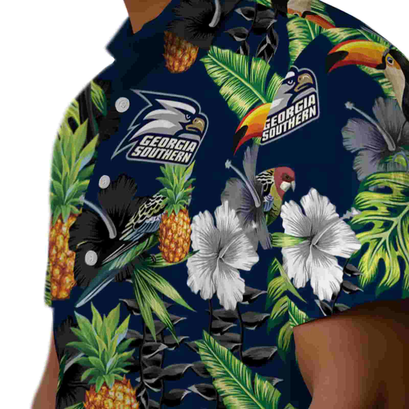 georgia southern eagles toucan hibiscus pineapple blue green hawaiian shirt trendy