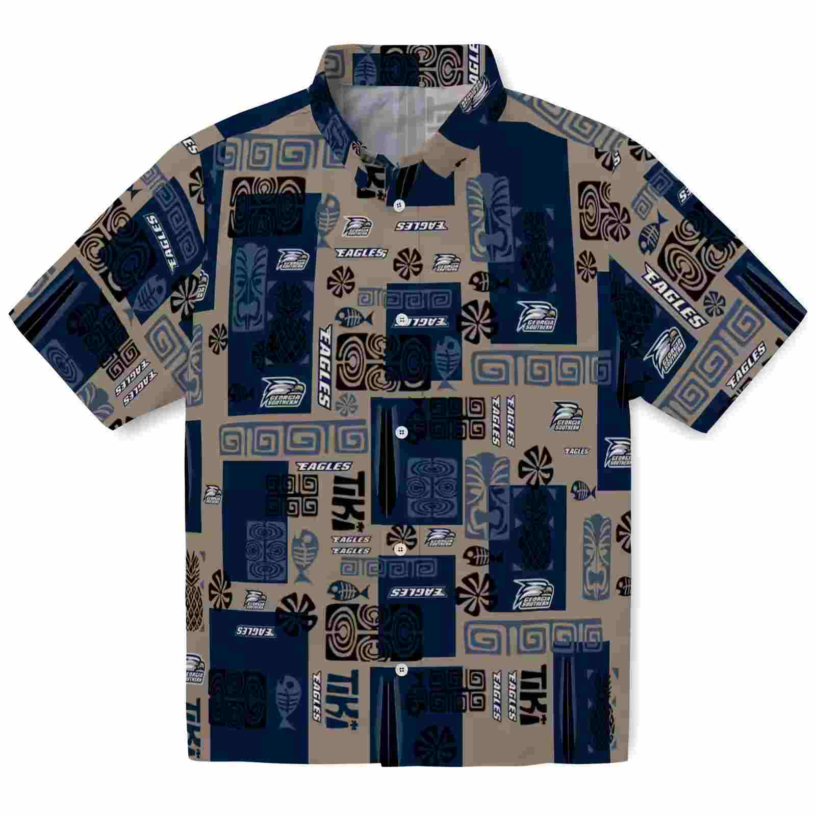 Georgia Southern Eagles Tribal Symbols Blue Hawaiian Shirt