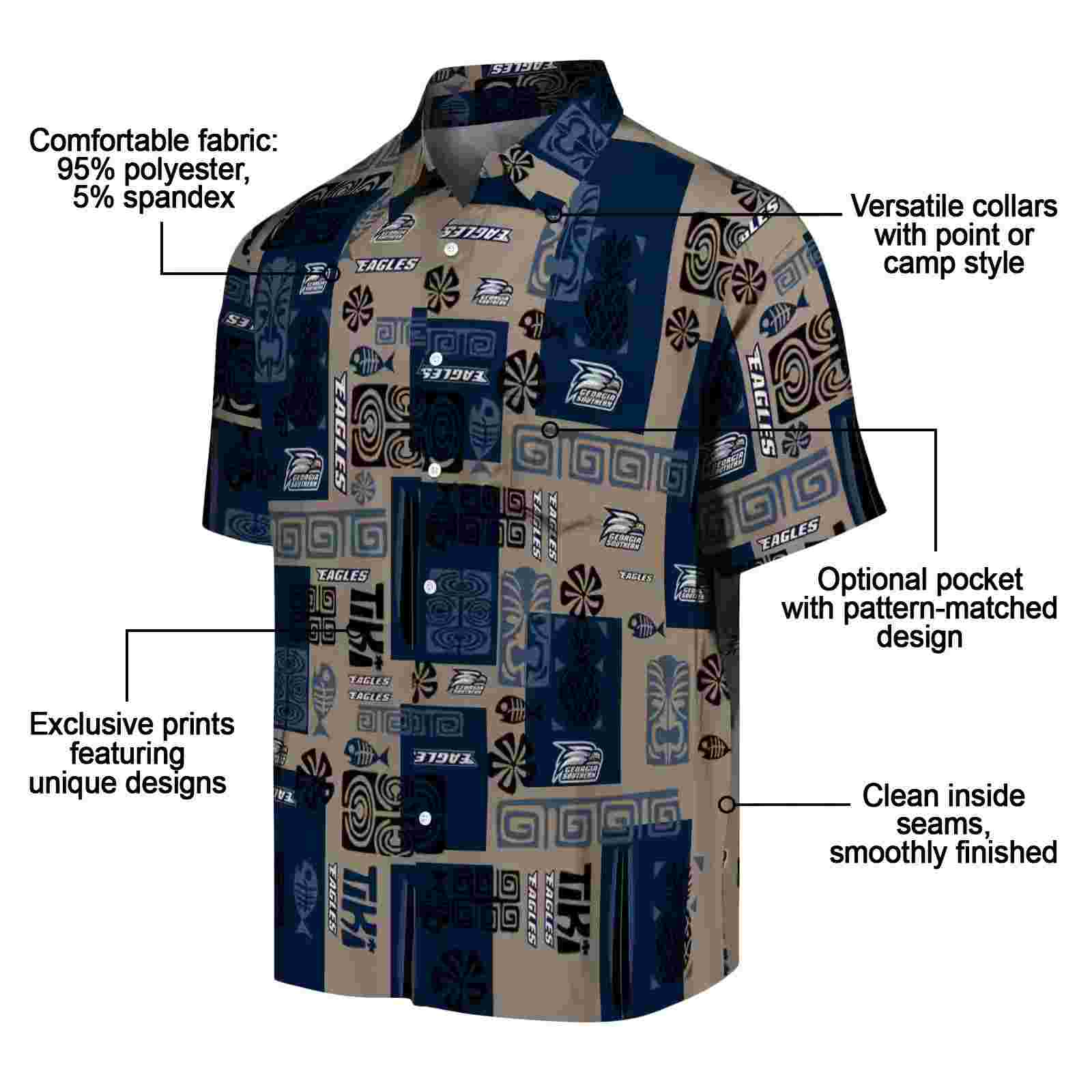 georgia southern eagles tribal symbols blue hawaiian shirt new arrival