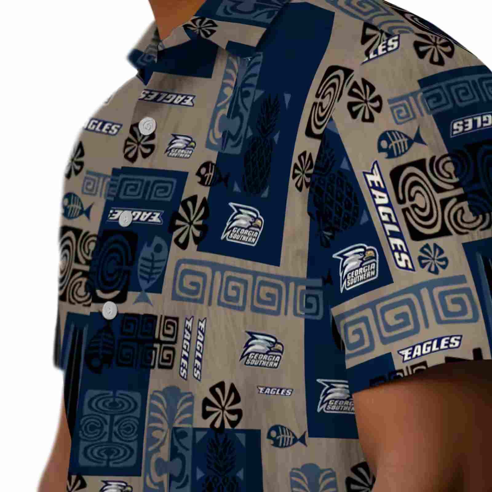 georgia southern eagles tribal symbols blue hawaiian shirt trendy