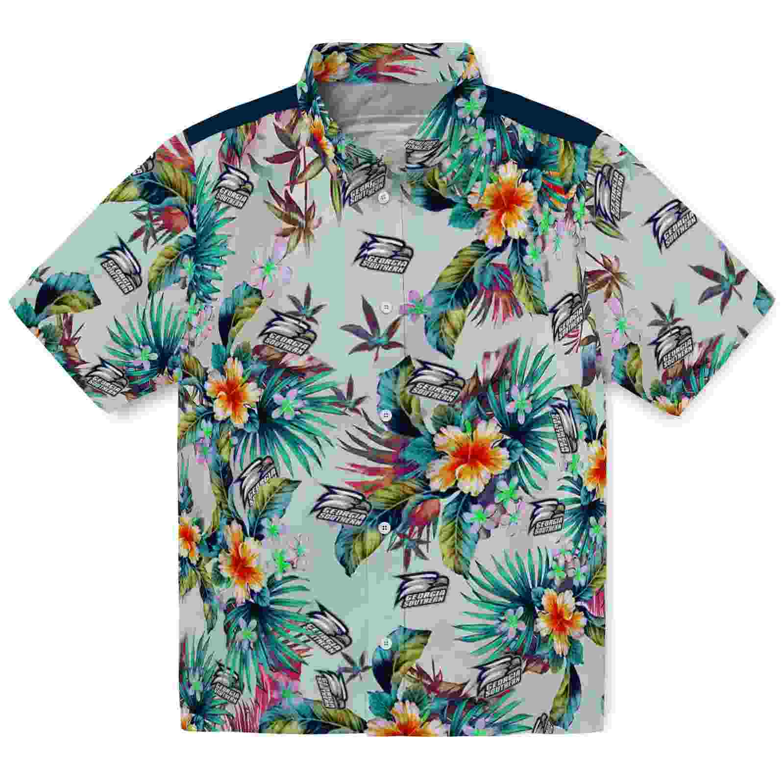 Georgia Southern Eagles Tropical Foliage Green Hawaiian Shirt