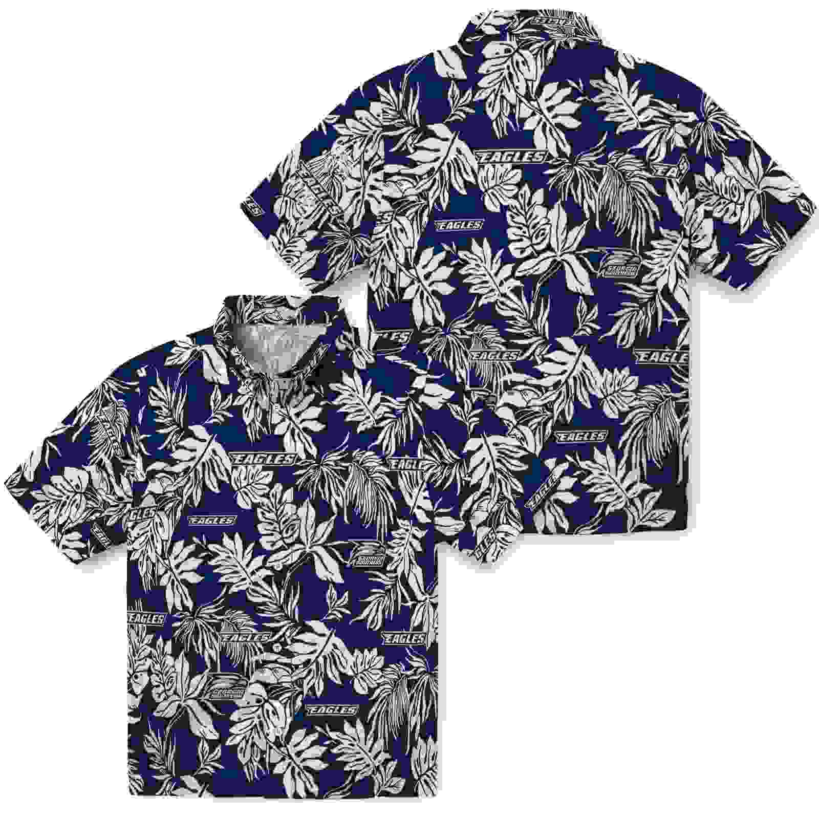 georgia southern eagles tropical leaf blue white hawaiian shirt high quality