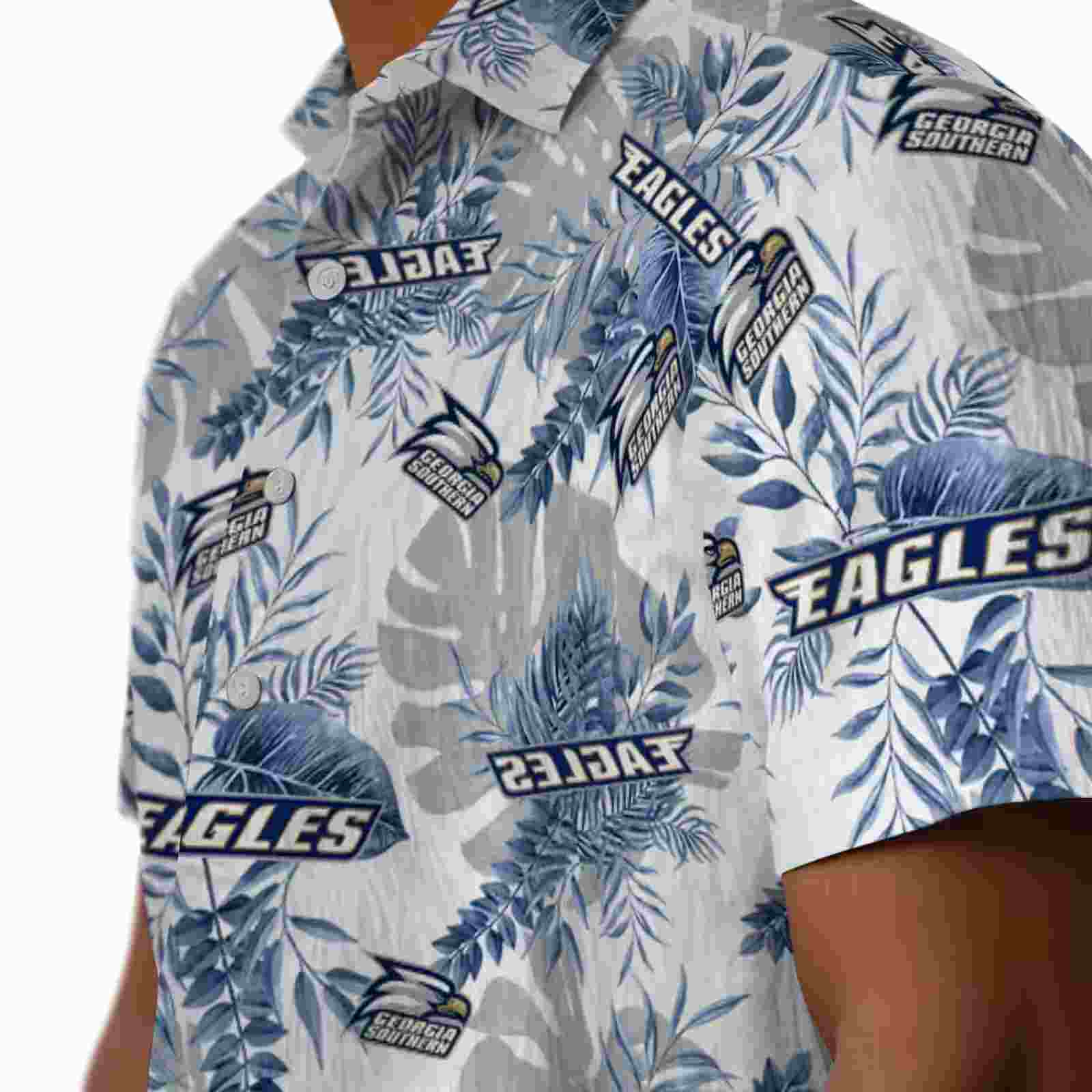 georgia southern eagles tropical leaves blue white hawaiian shirt trendy