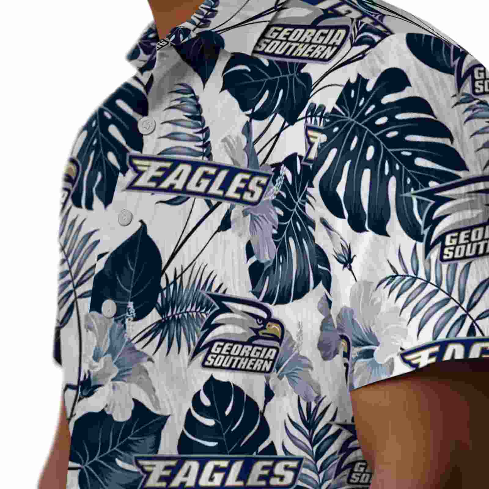 georgia southern eagles tropical plants blue white hawaiian shirt trendy