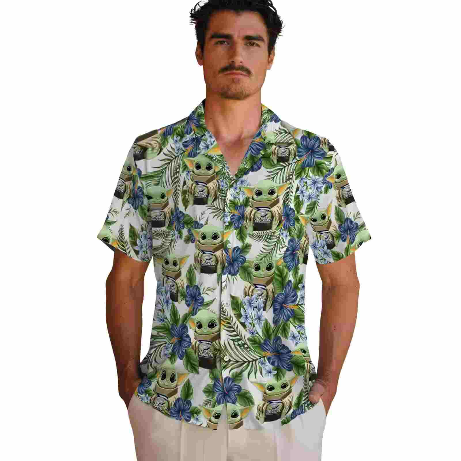 georgia southern eagles tropical yoda green hawaiian shirt fashion forward