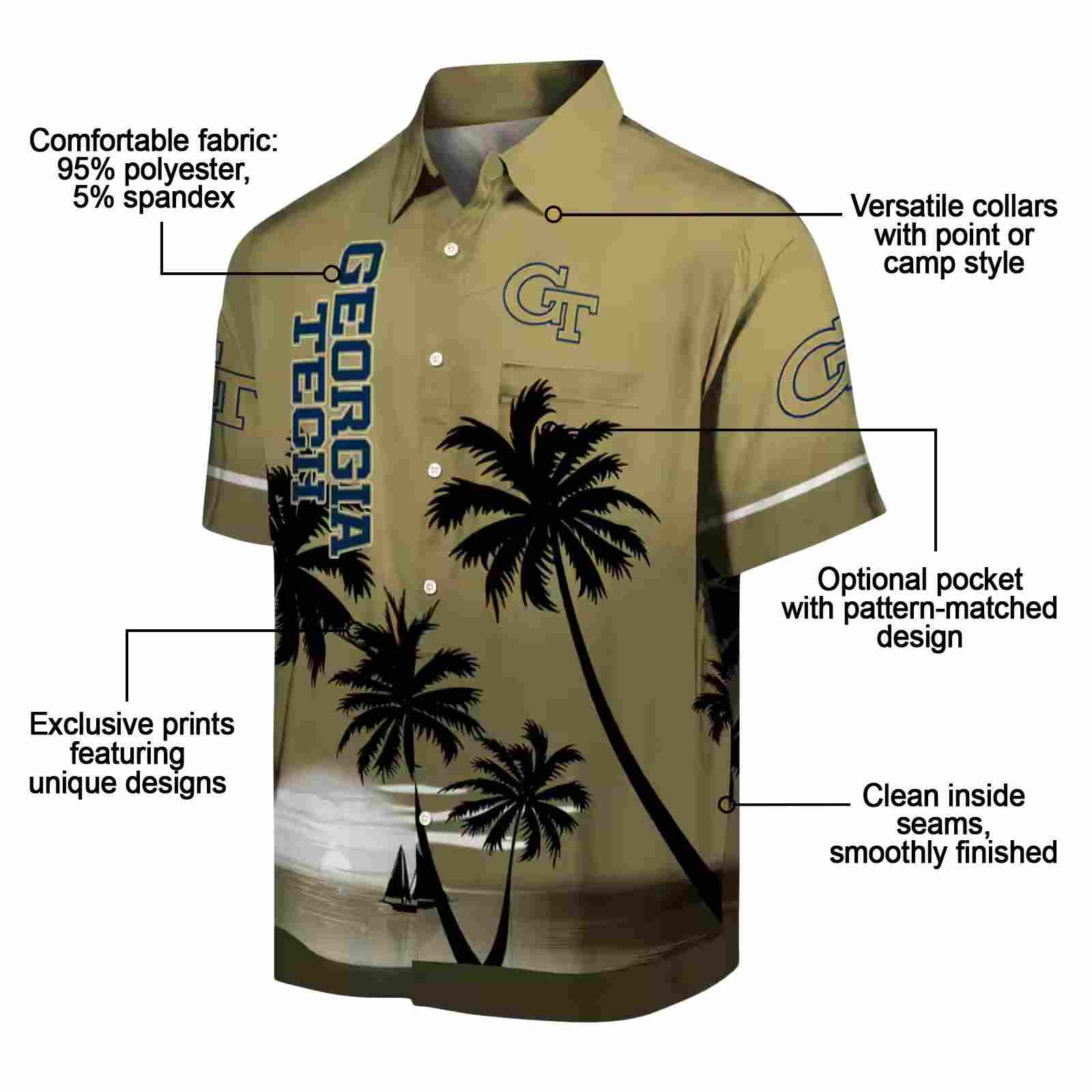 georgia tech yellow jackets beach sunset gold black hawaiian shirt new arrival