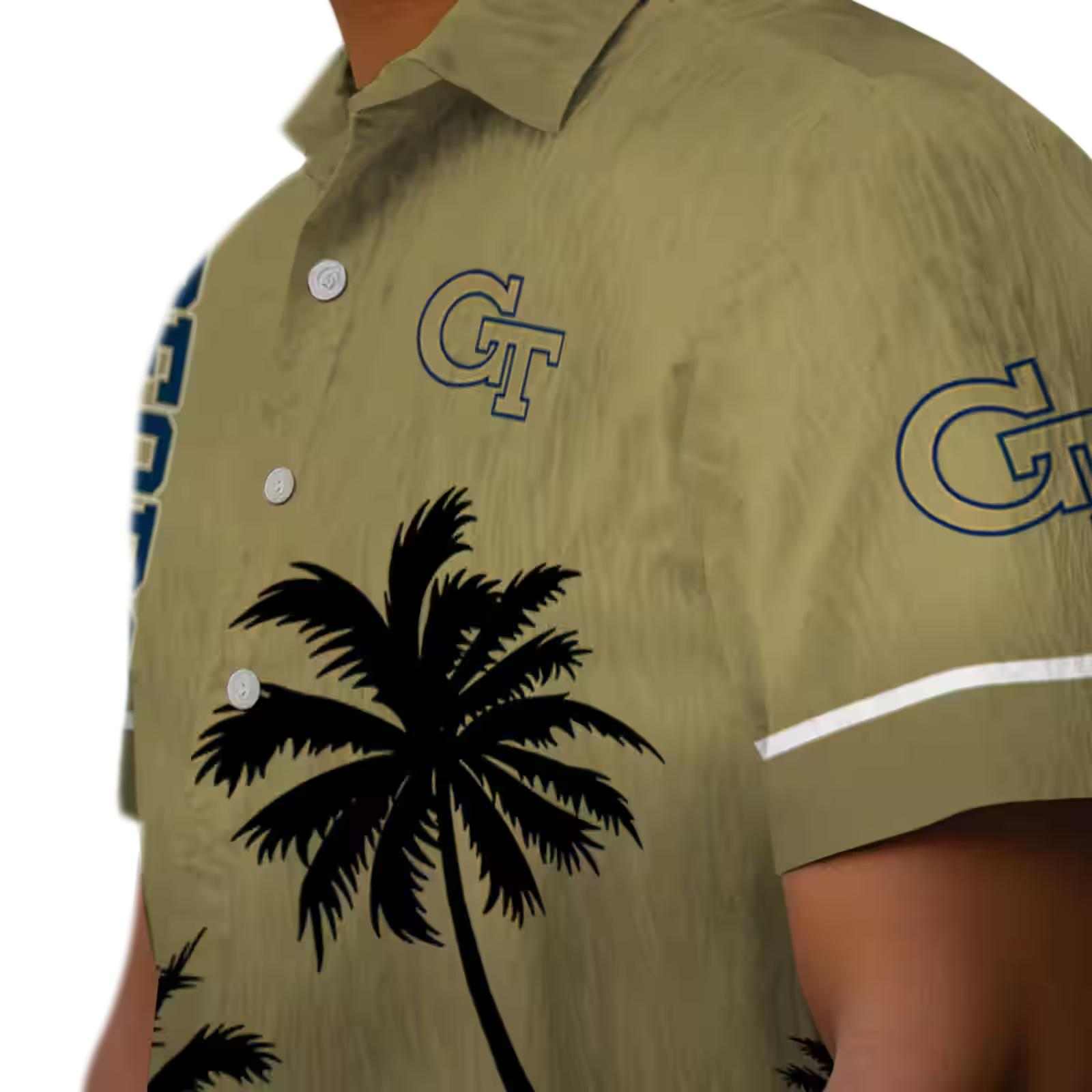 georgia tech yellow jackets beach sunset gold black hawaiian shirt trendy