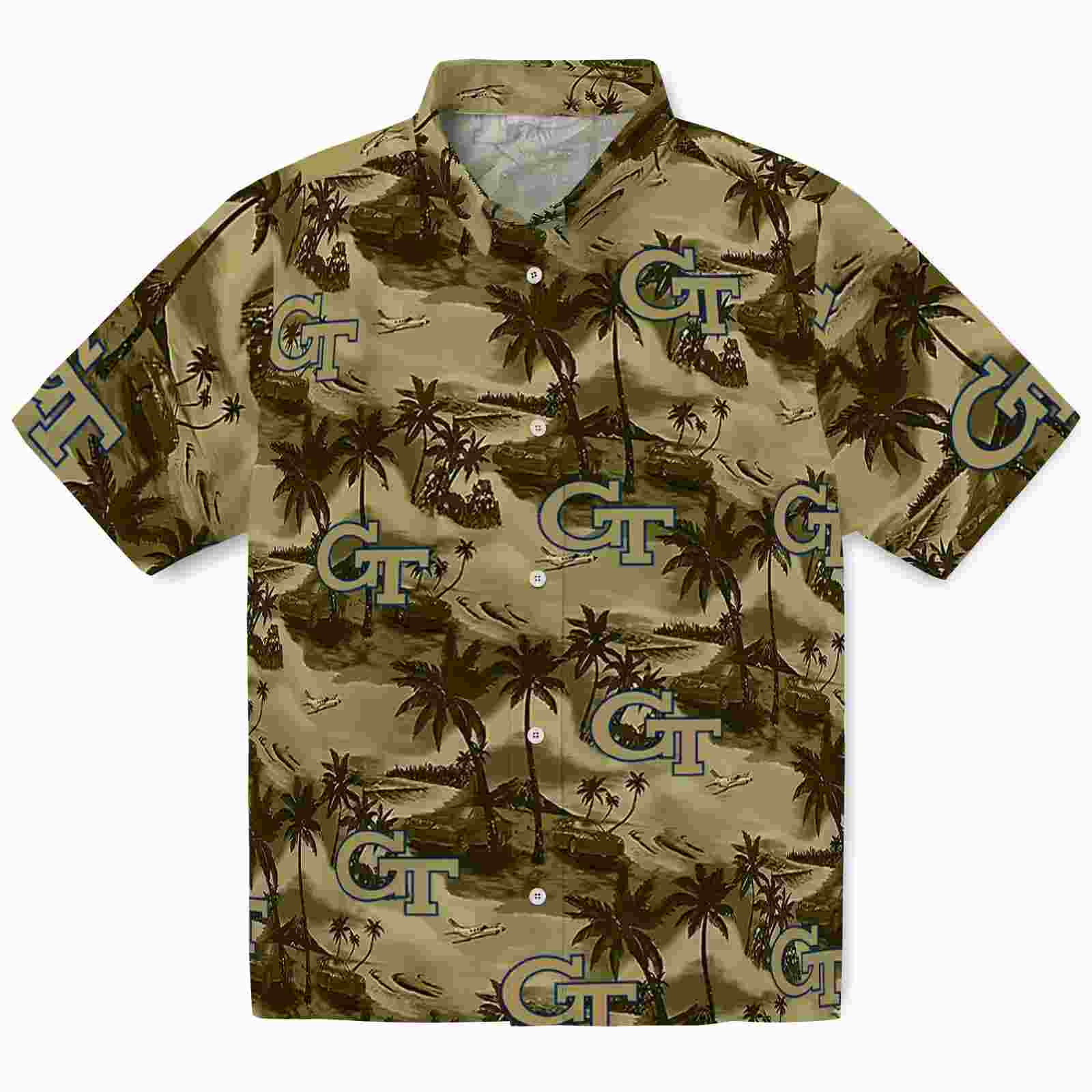 Georgia Tech Yellow Jackets Coastal Palms Gold Hawaiian Shirt