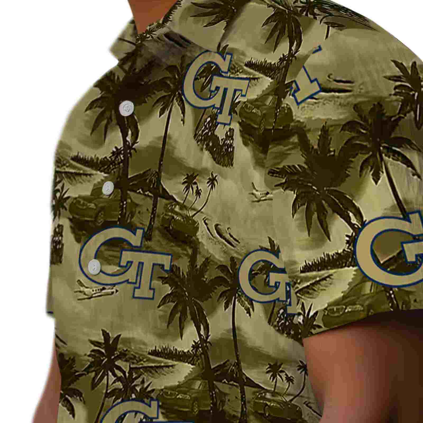 georgia tech yellow jackets coastal palms gold hawaiian shirt trendy