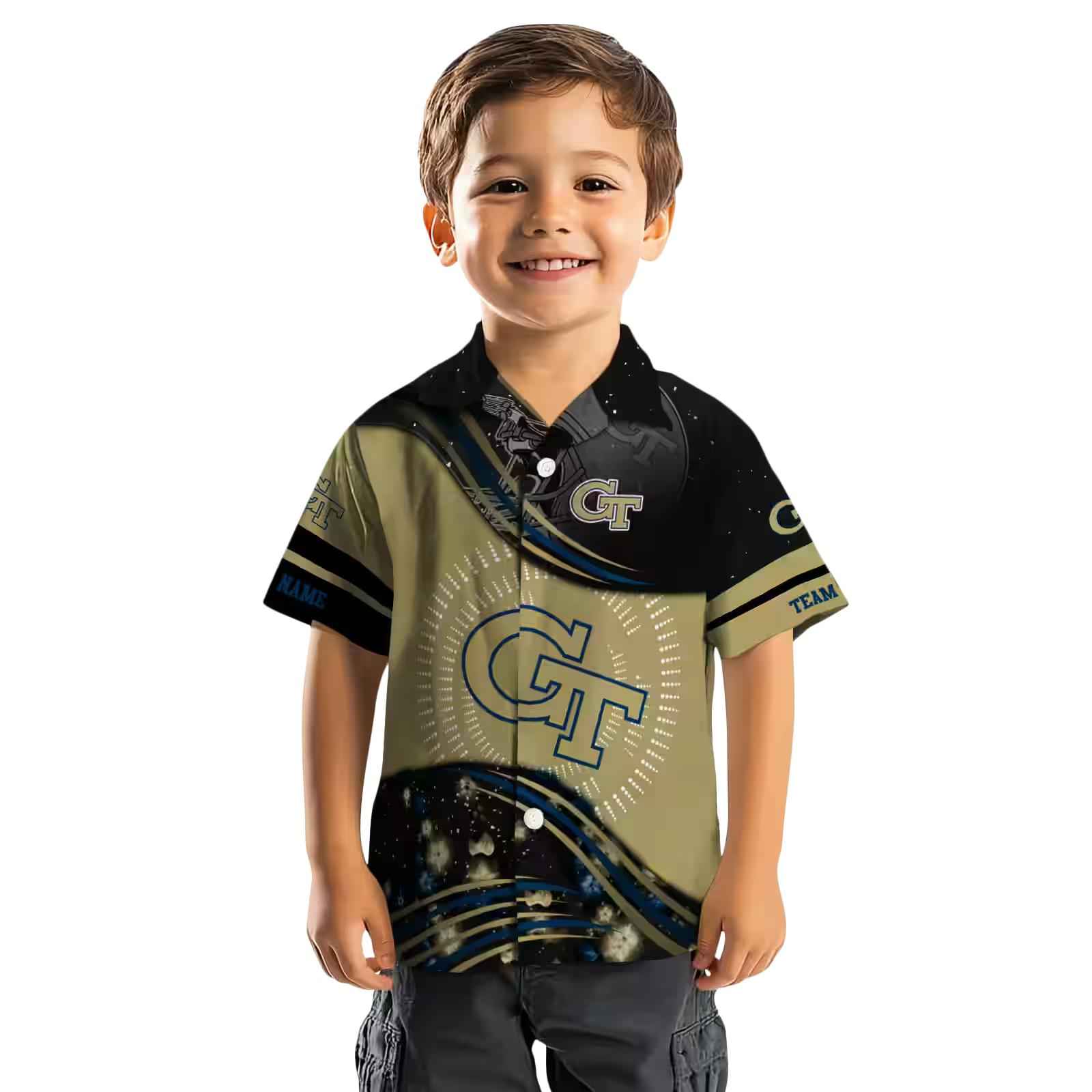 georgia tech yellow jackets football wave gold black hawaiian shirt top rated