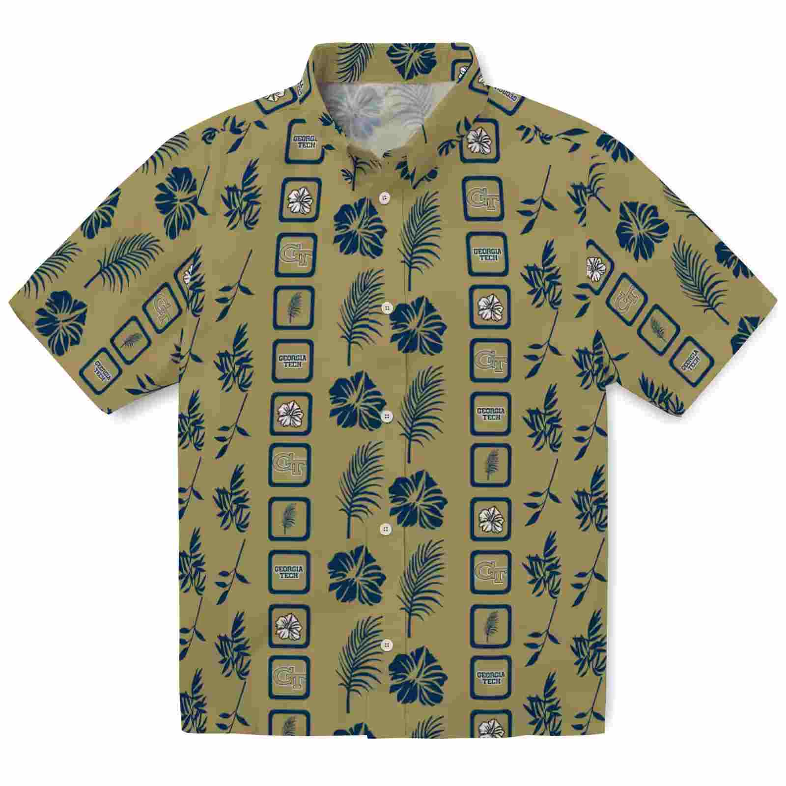 Georgia Tech Yellow Jackets Framed Floral Gold Hawaiian Shirt