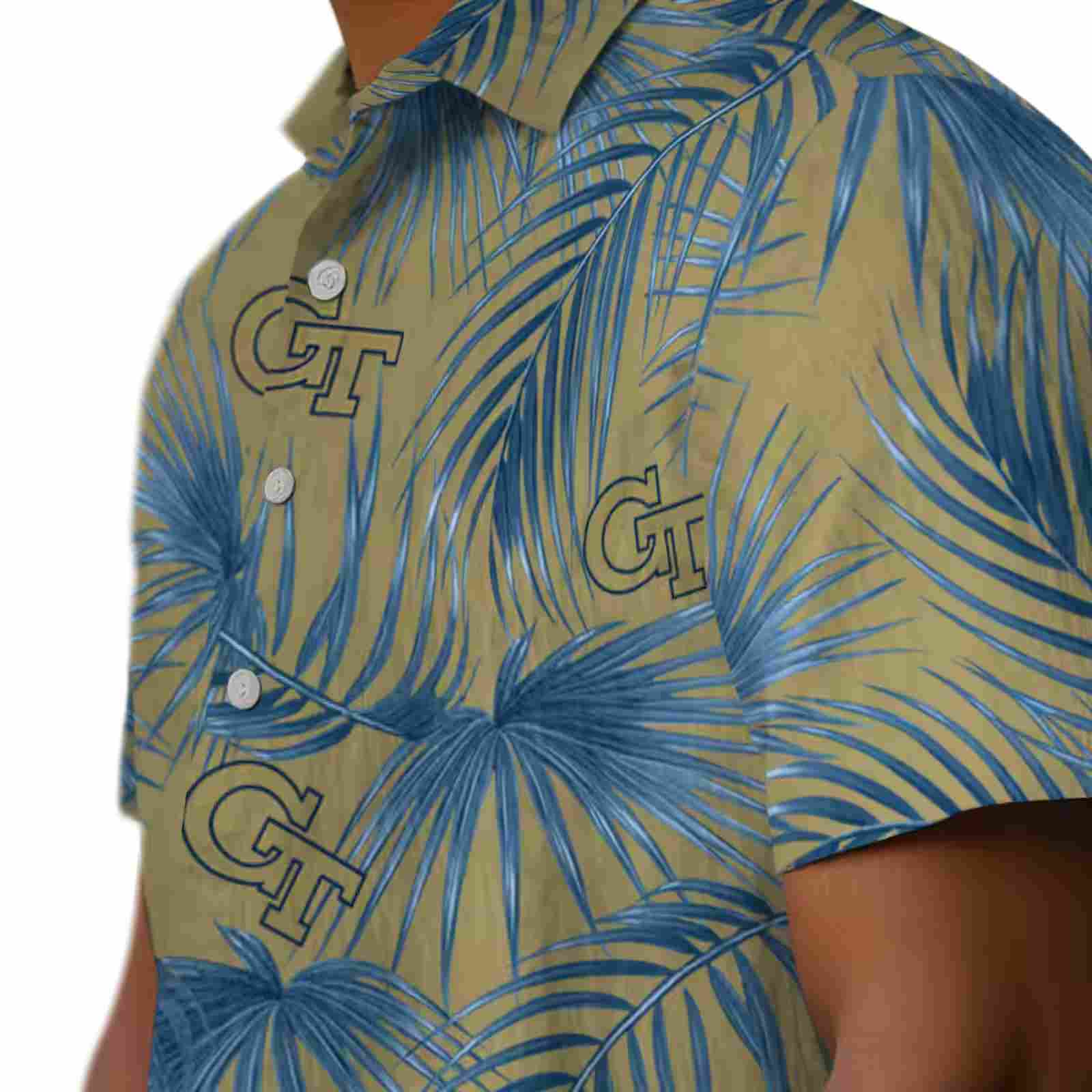 georgia tech yellow jackets leafy palms gold hawaiian shirt trendy