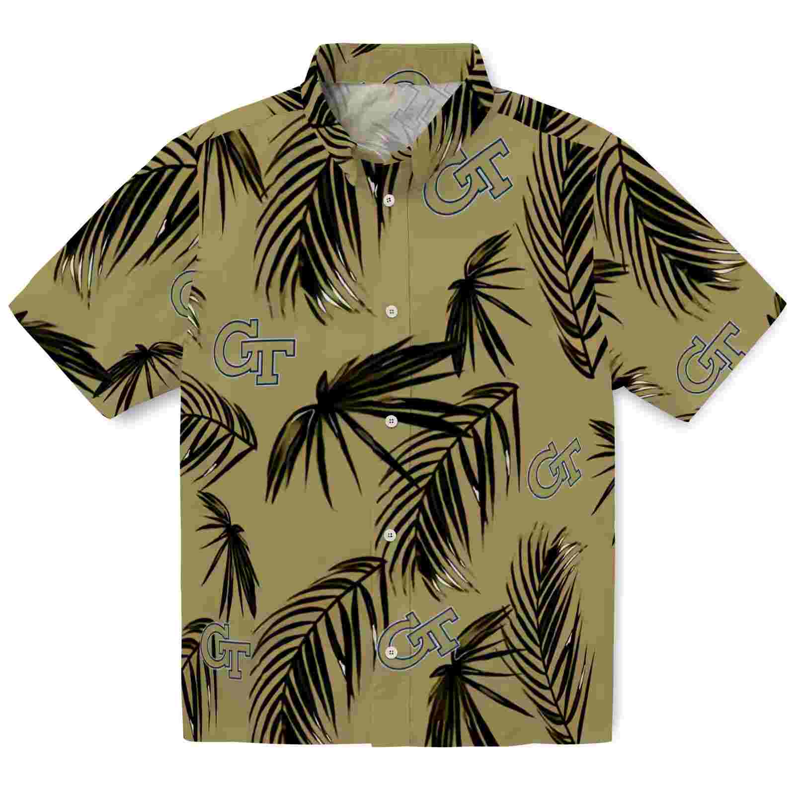 Georgia Tech Yellow Jackets Palm Leaf Gold Hawaiian Shirt