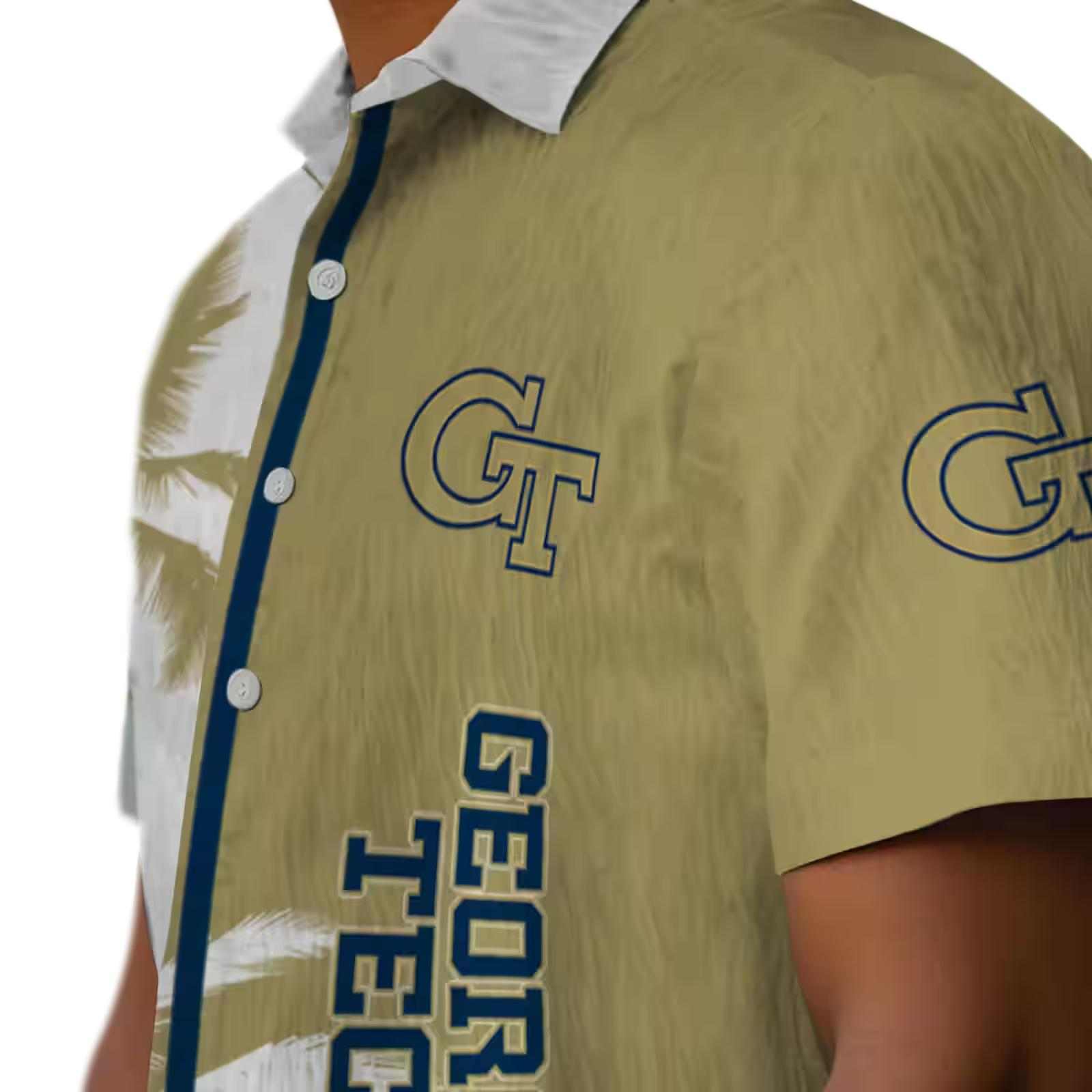 georgia tech yellow jackets palm trees gold white hawaiian shirt trendy