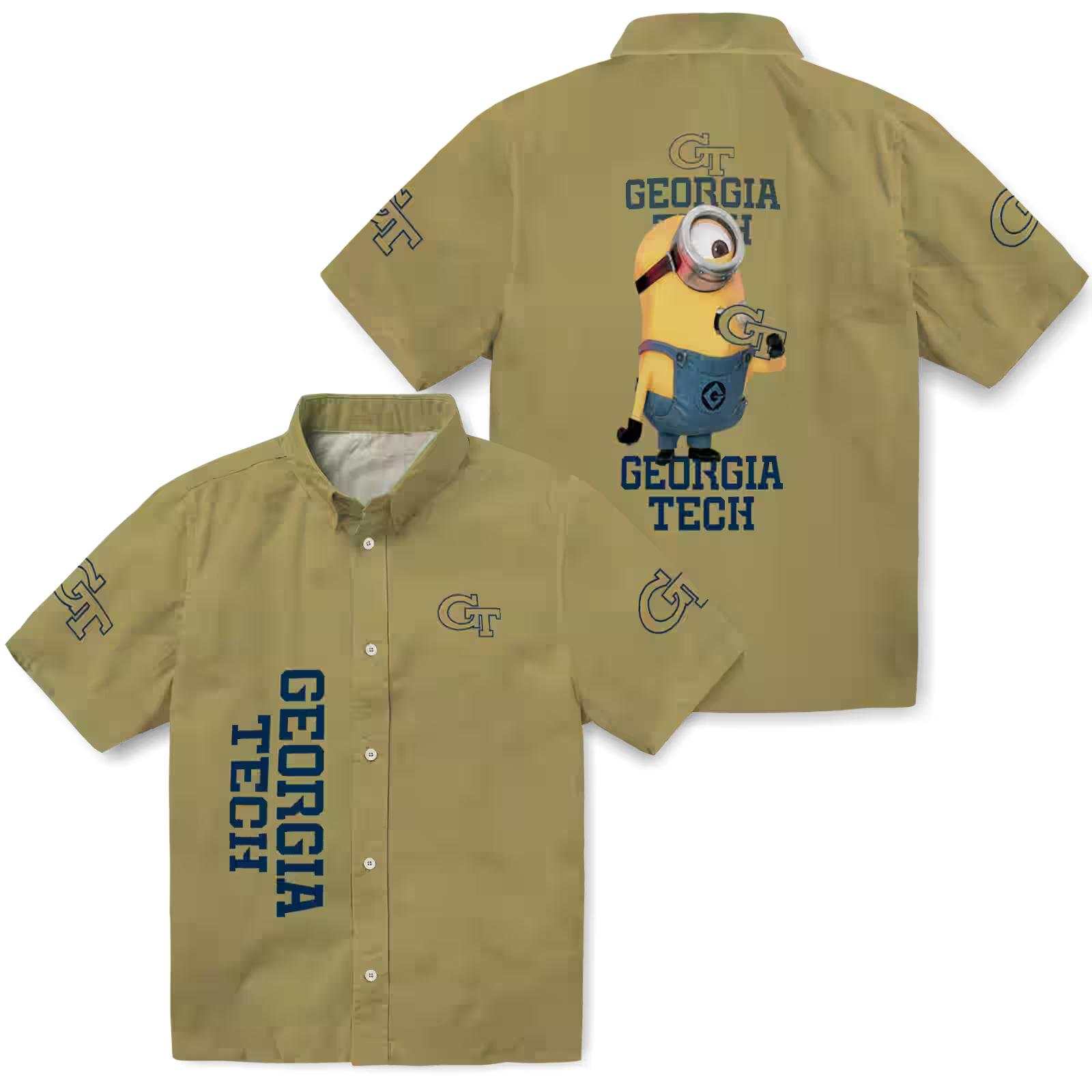 georgia tech yellow jackets stuart minion gold hawaiian shirt high quality