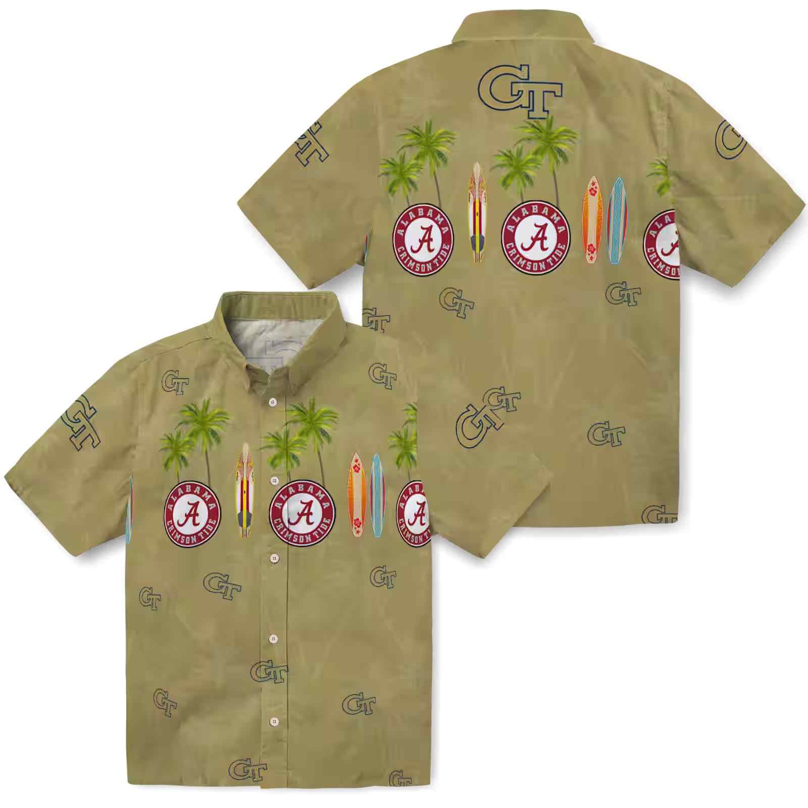 georgia tech yellow jackets surfboard palm gold hawaiian shirt high quality