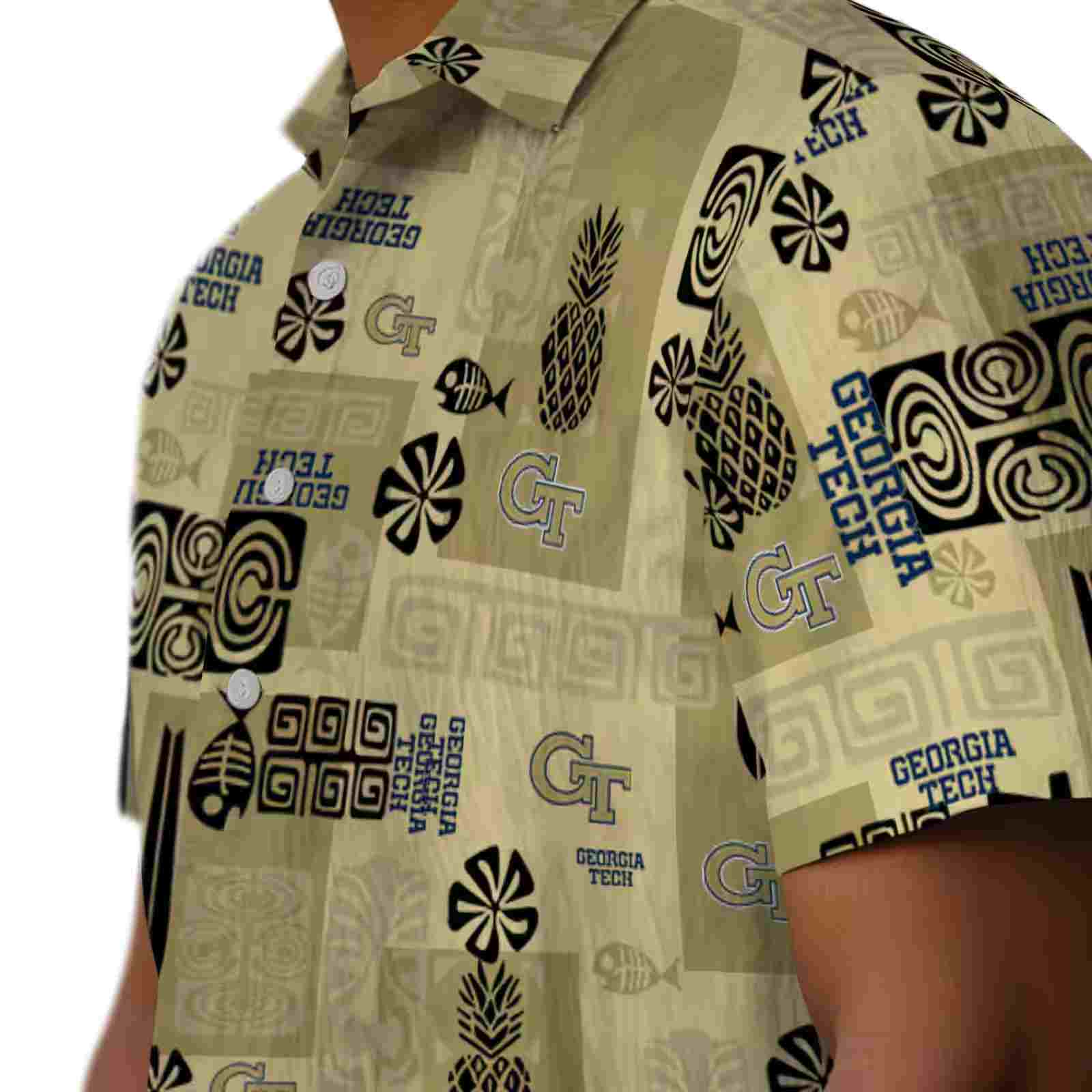 georgia tech yellow jackets tribal symbols gold hawaiian shirt trendy