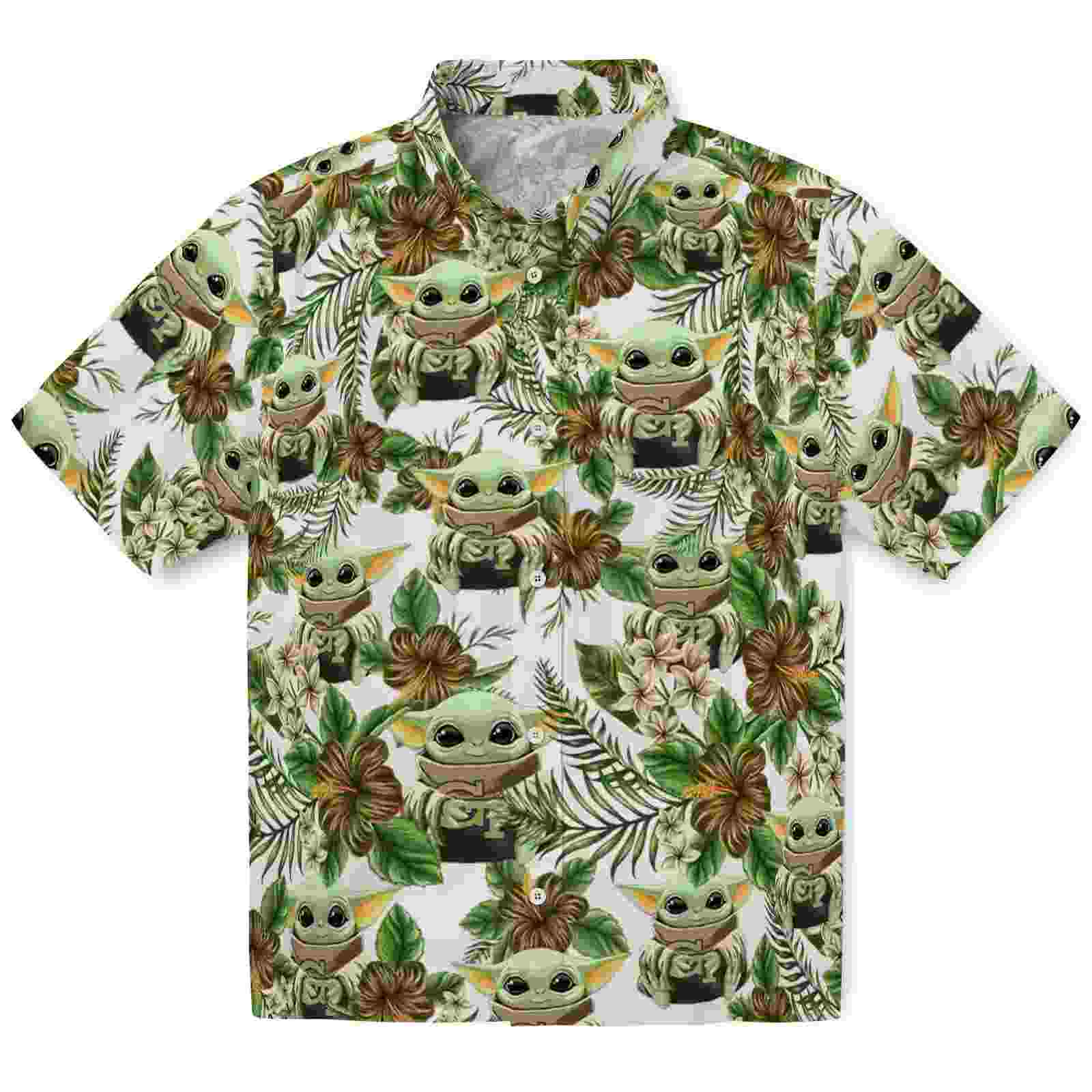 Georgia Tech Yellow Jackets Tropical Yoda Green Hawaiian Shirt