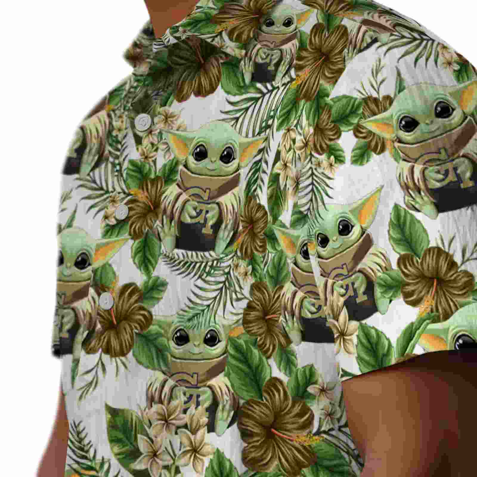 georgia tech yellow jackets tropical yoda green hawaiian shirt trendy