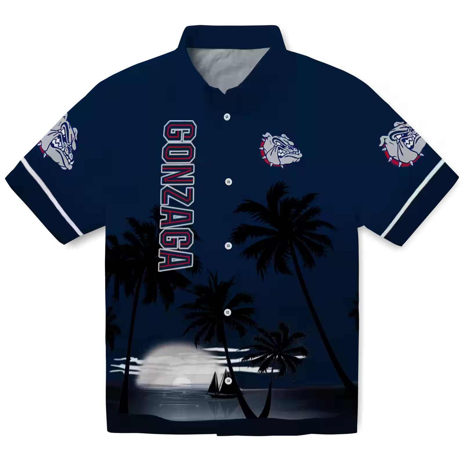 Gonzaga Bulldogs Beach Sunset Blue Black Hawaiian Shirt