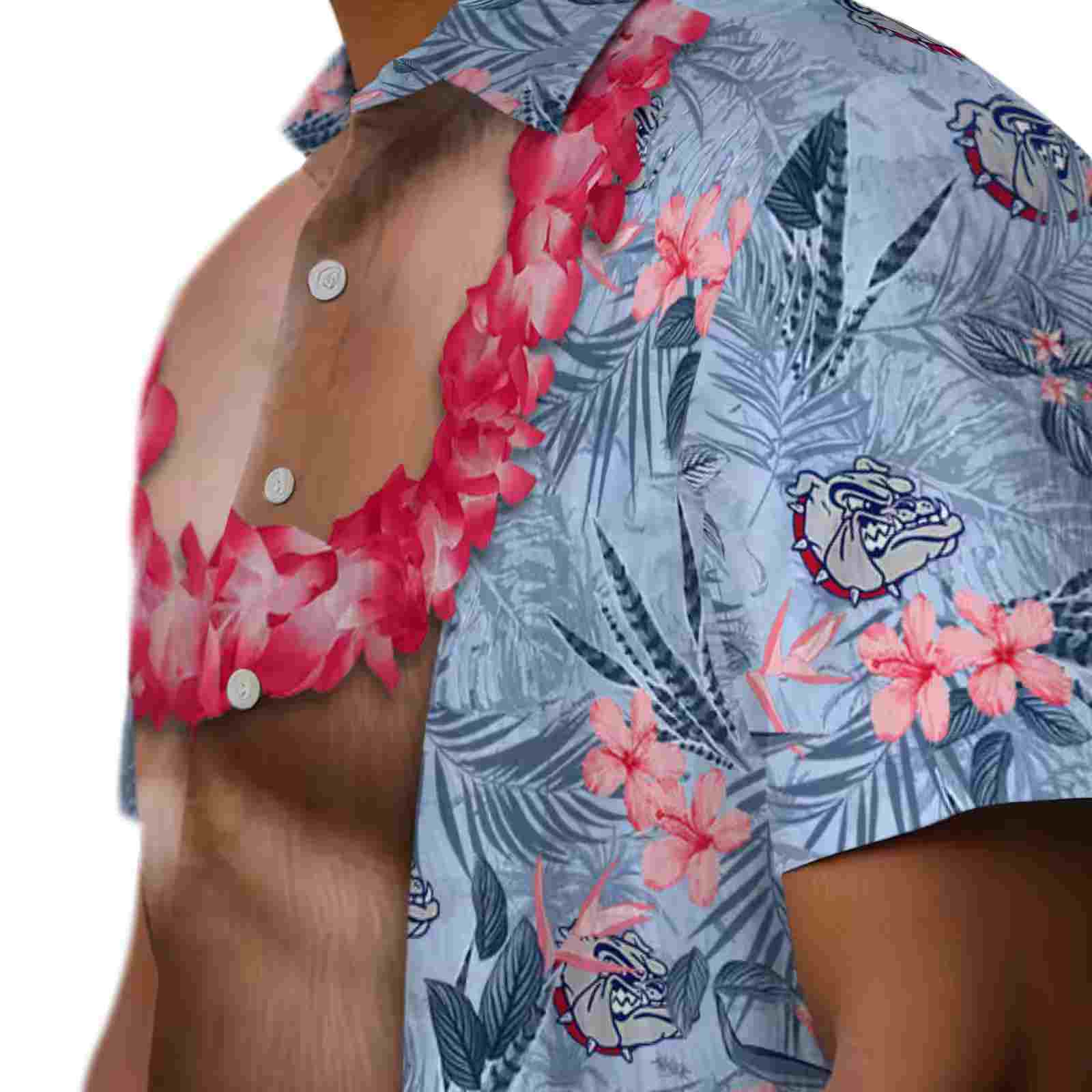 gonzaga bulldogs chest illusion blue hawaiian shirt trendy