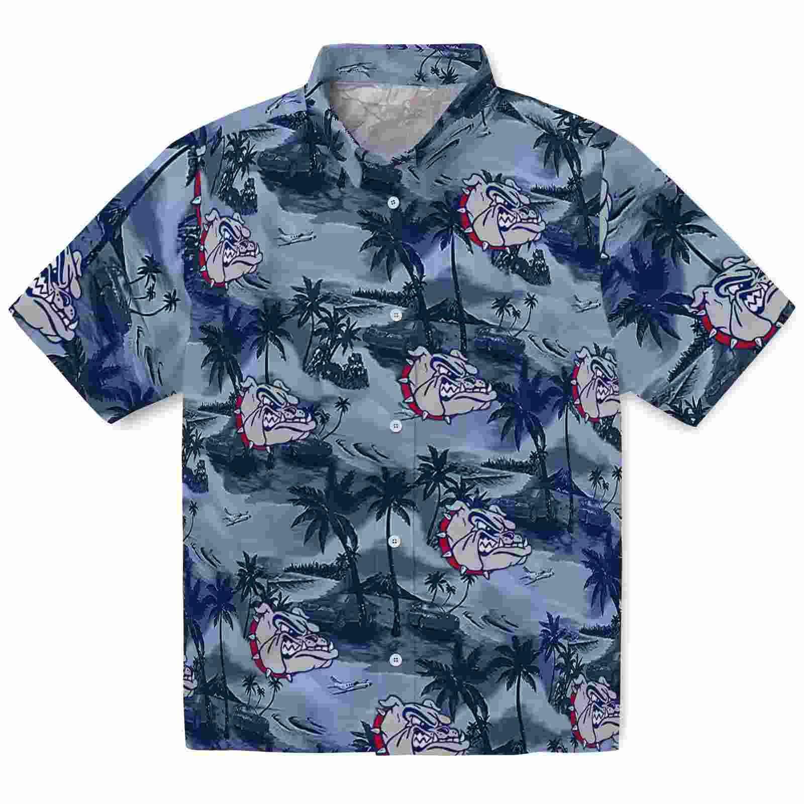 Gonzaga Bulldogs Coastal Palms Blue Hawaiian Shirt