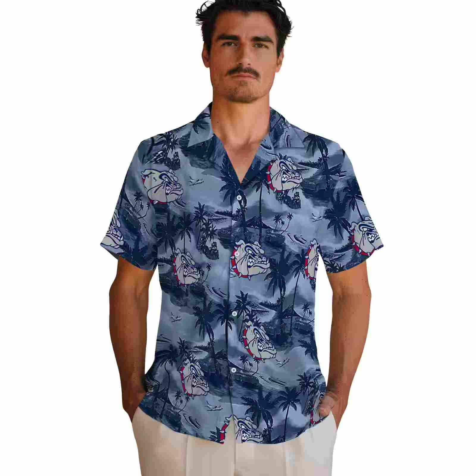 gonzaga bulldogs coastal palms blue hawaiian shirt fashion forward