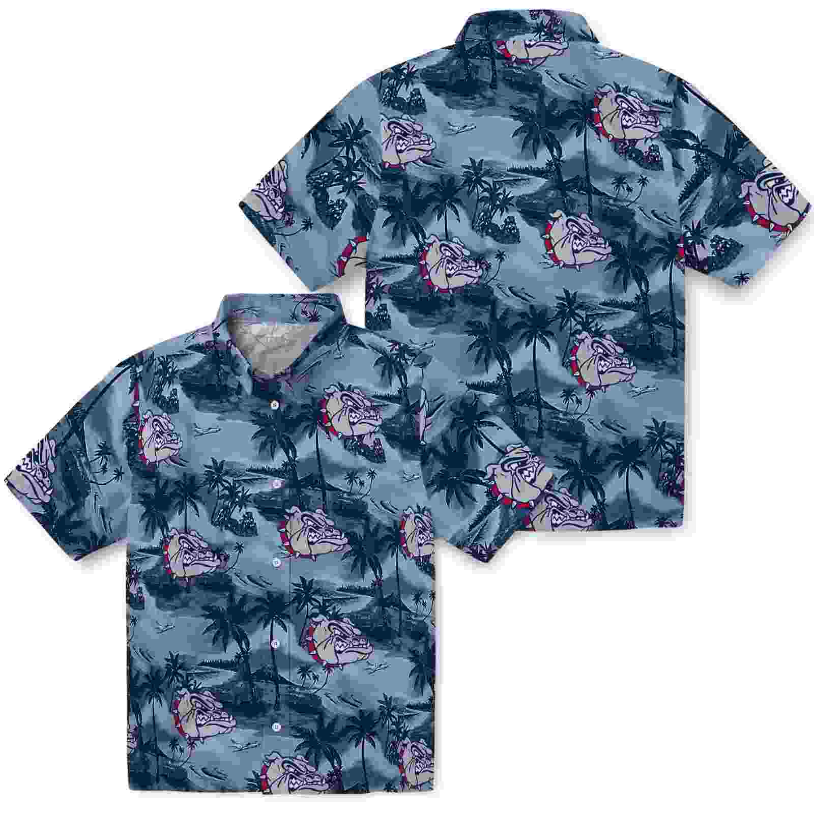 gonzaga bulldogs coastal palms blue hawaiian shirt high quality