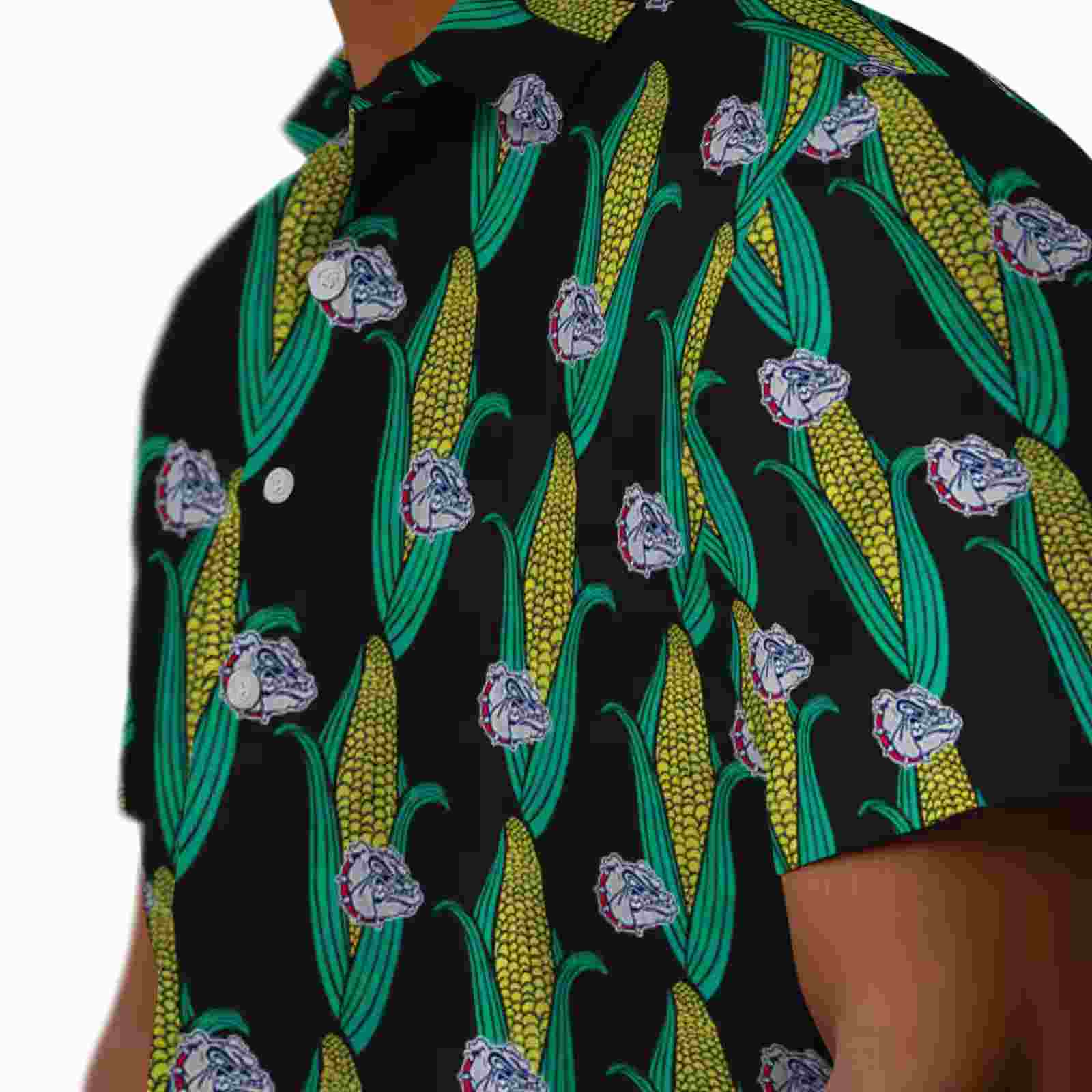 gonzaga bulldogs corn motifs black green hawaiian shirt trendy