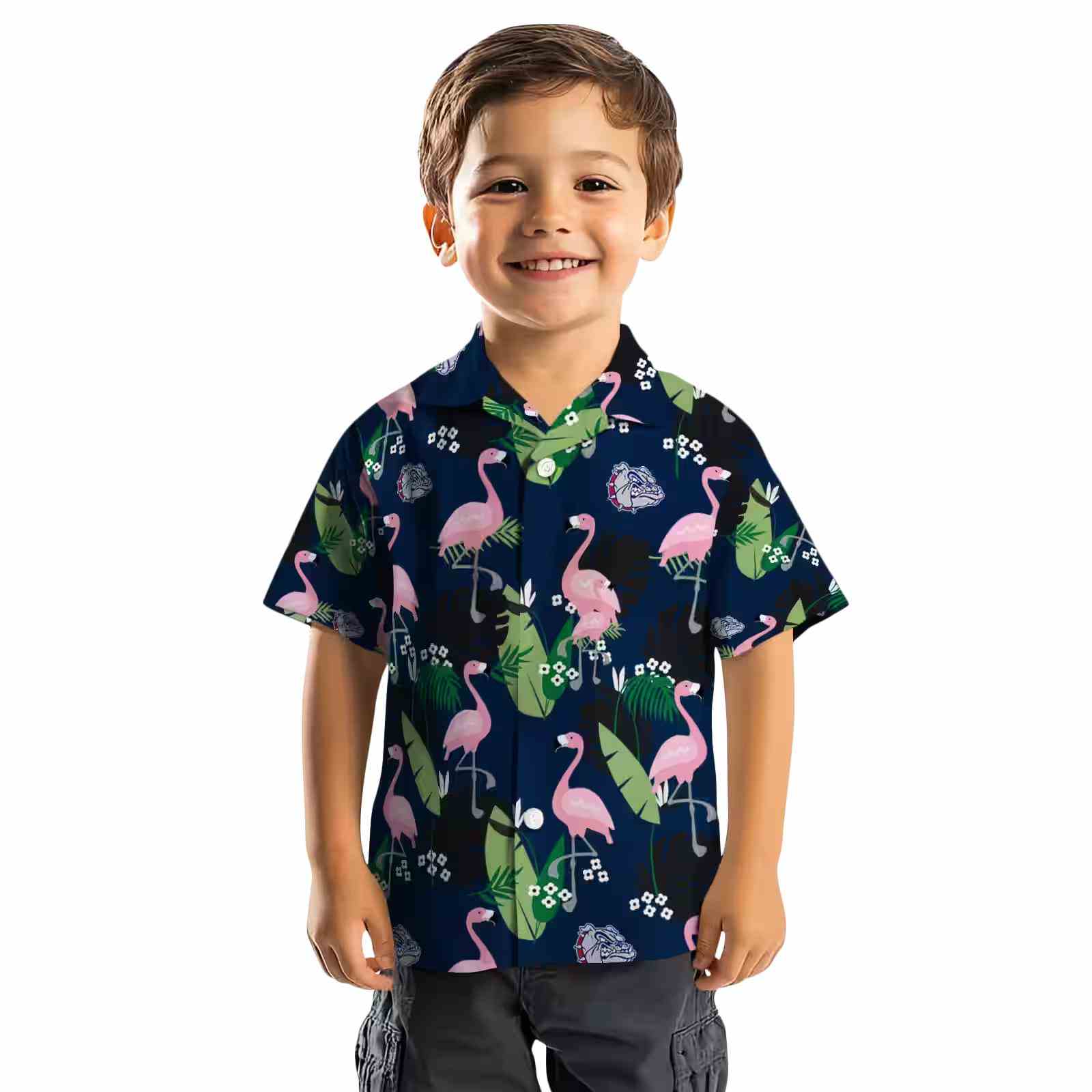 gonzaga bulldogs flamingo leaf motif blue hawaiian shirt top rated