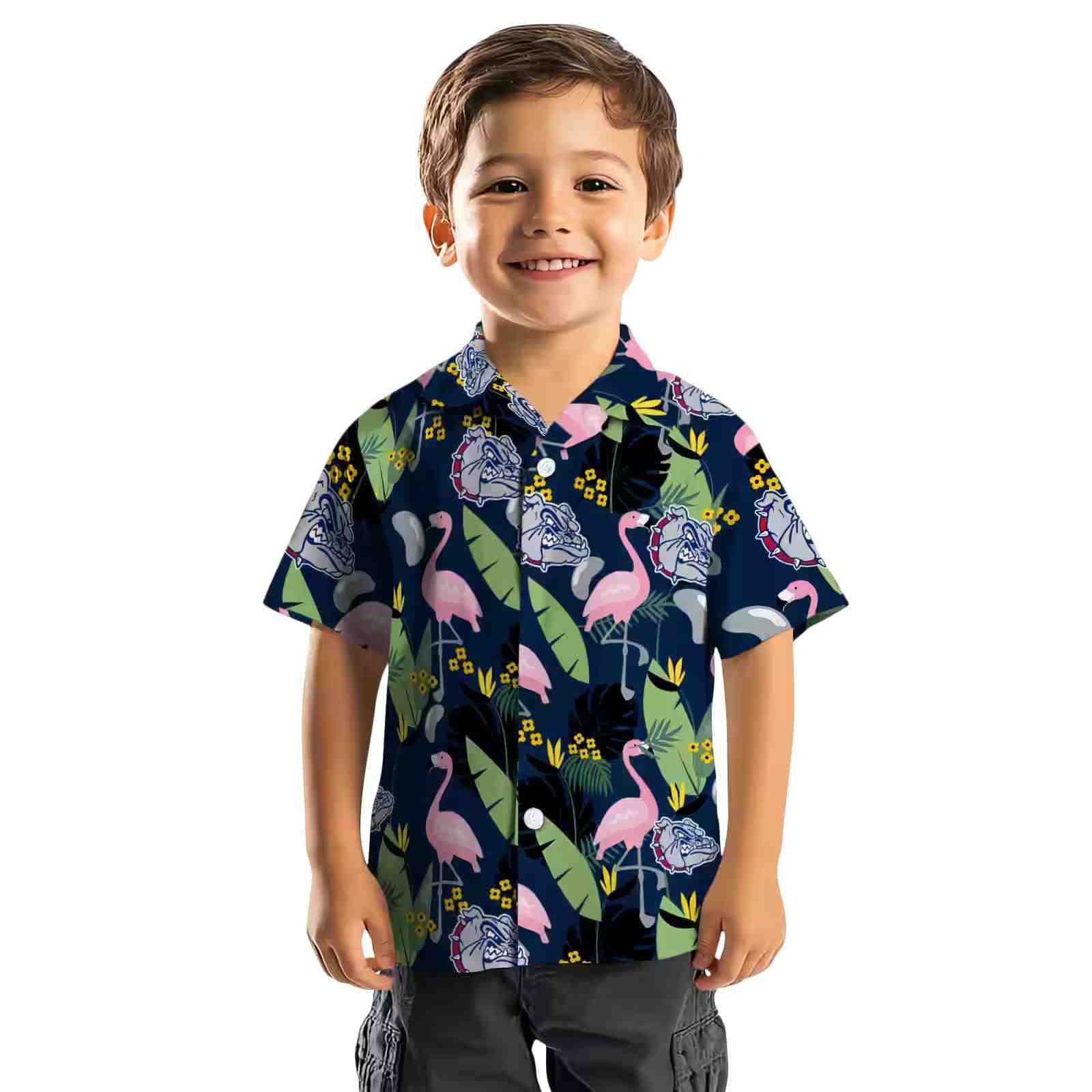 gonzaga bulldogs flamingo leaves blue hawaiian shirt top rated