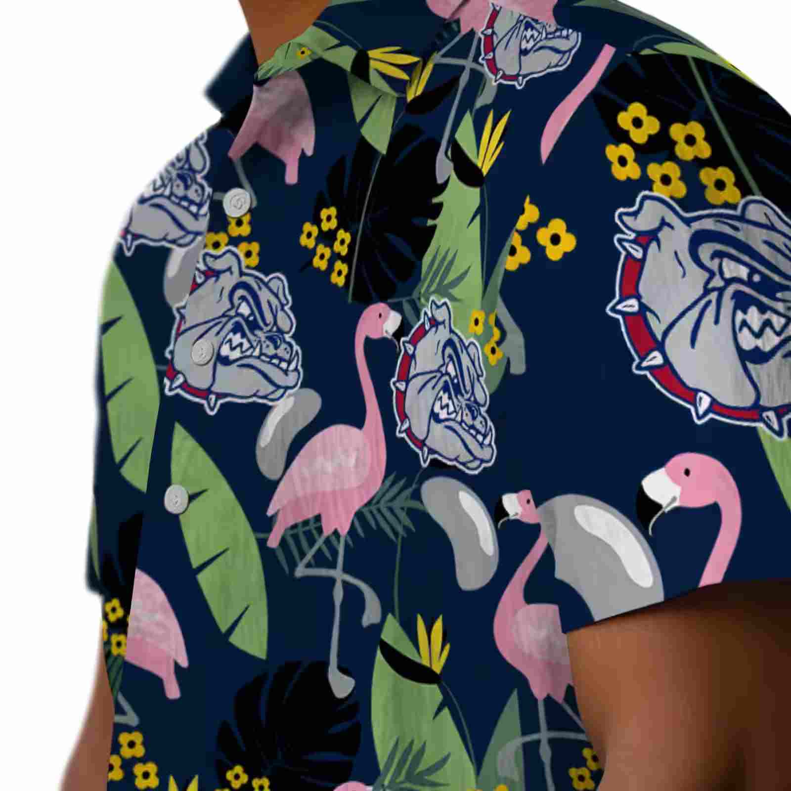 gonzaga bulldogs flamingo leaves blue hawaiian shirt trendy