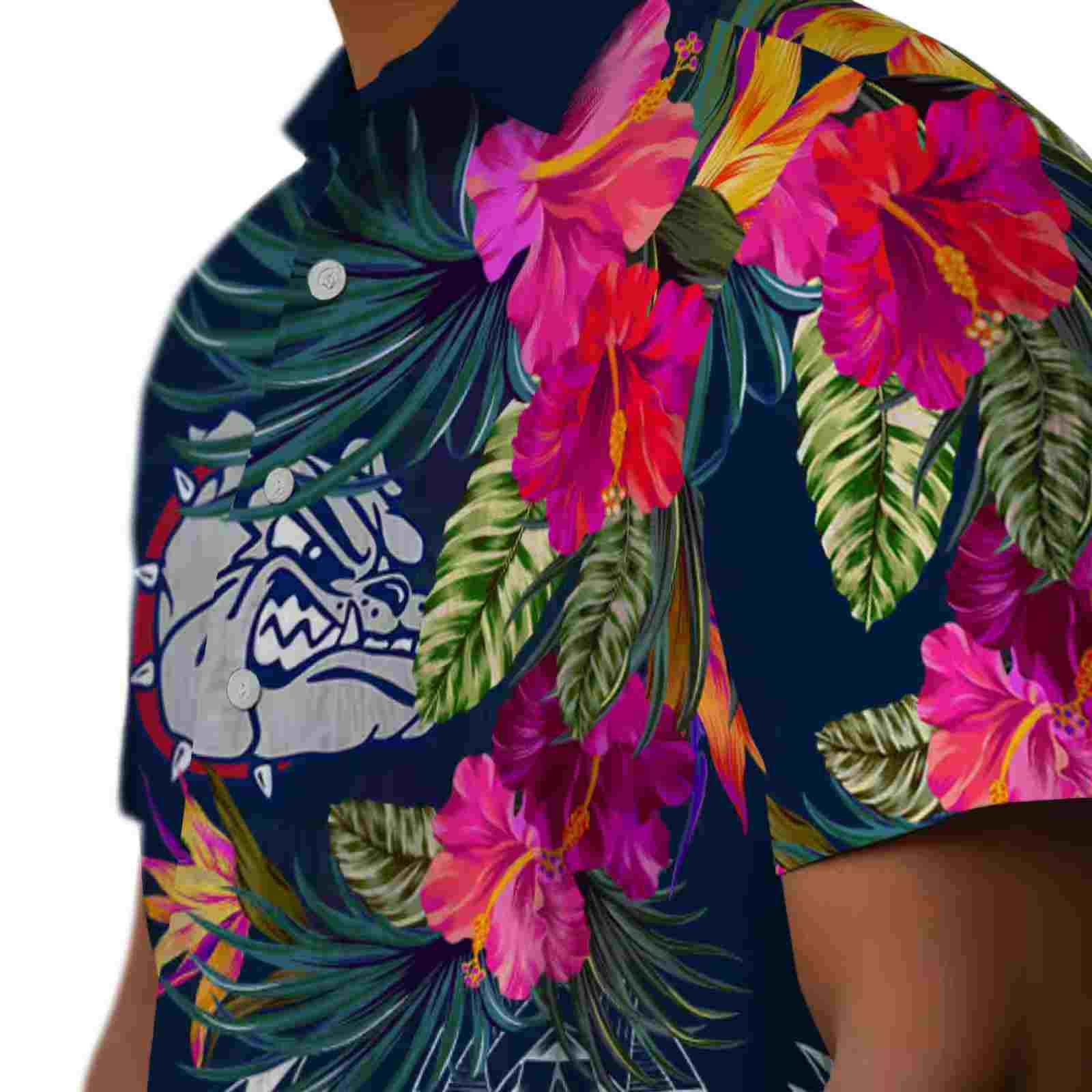 gonzaga bulldogs floral polynesian blue hawaiian shirt trendy