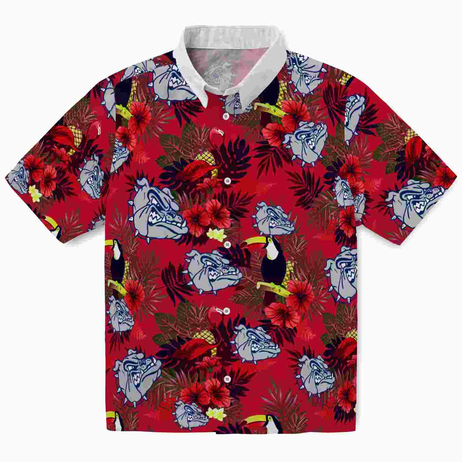 Gonzaga Bulldogs Floral Toucan Blue Red Hawaiian Shirt