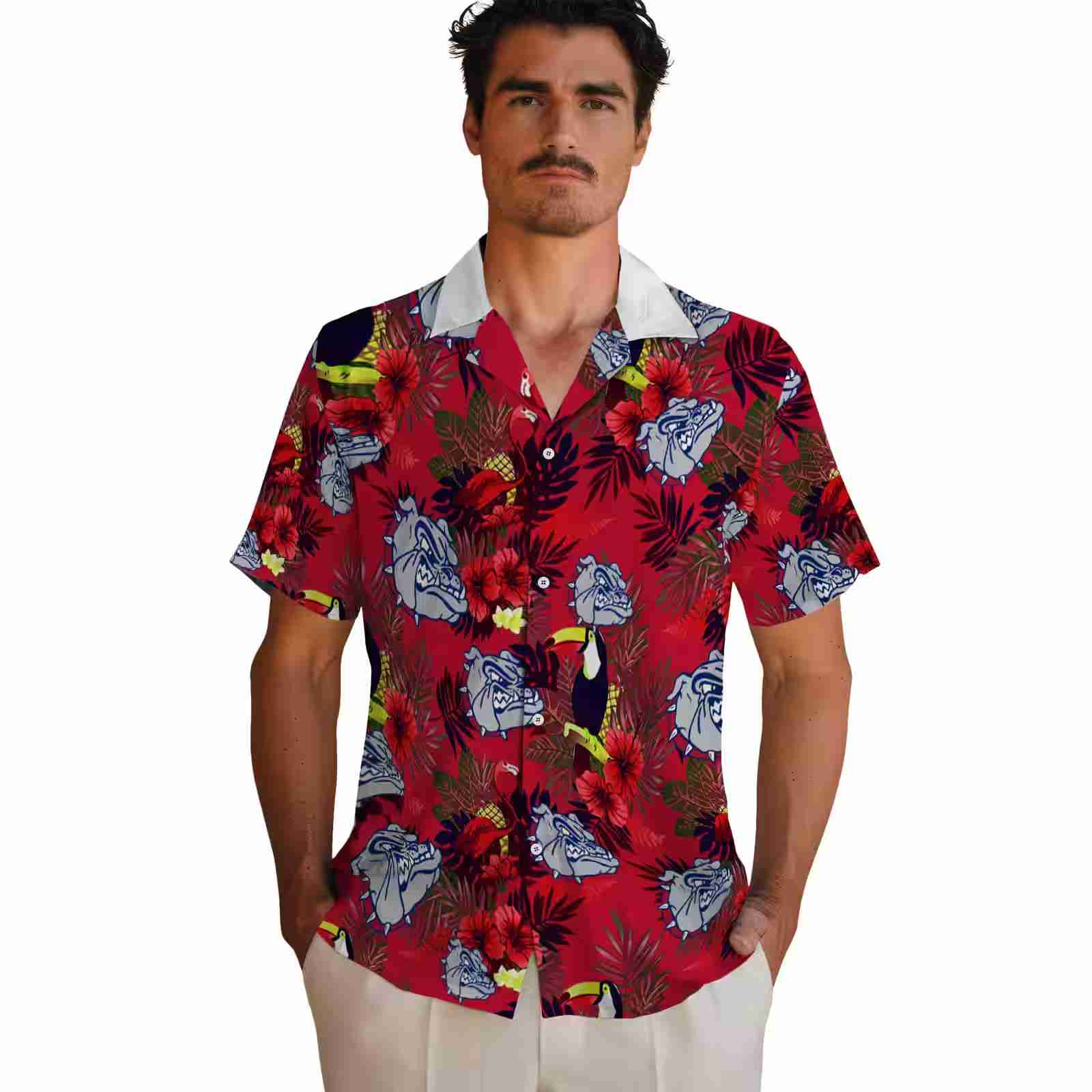 gonzaga bulldogs floral toucan blue red hawaiian shirt fashion forward