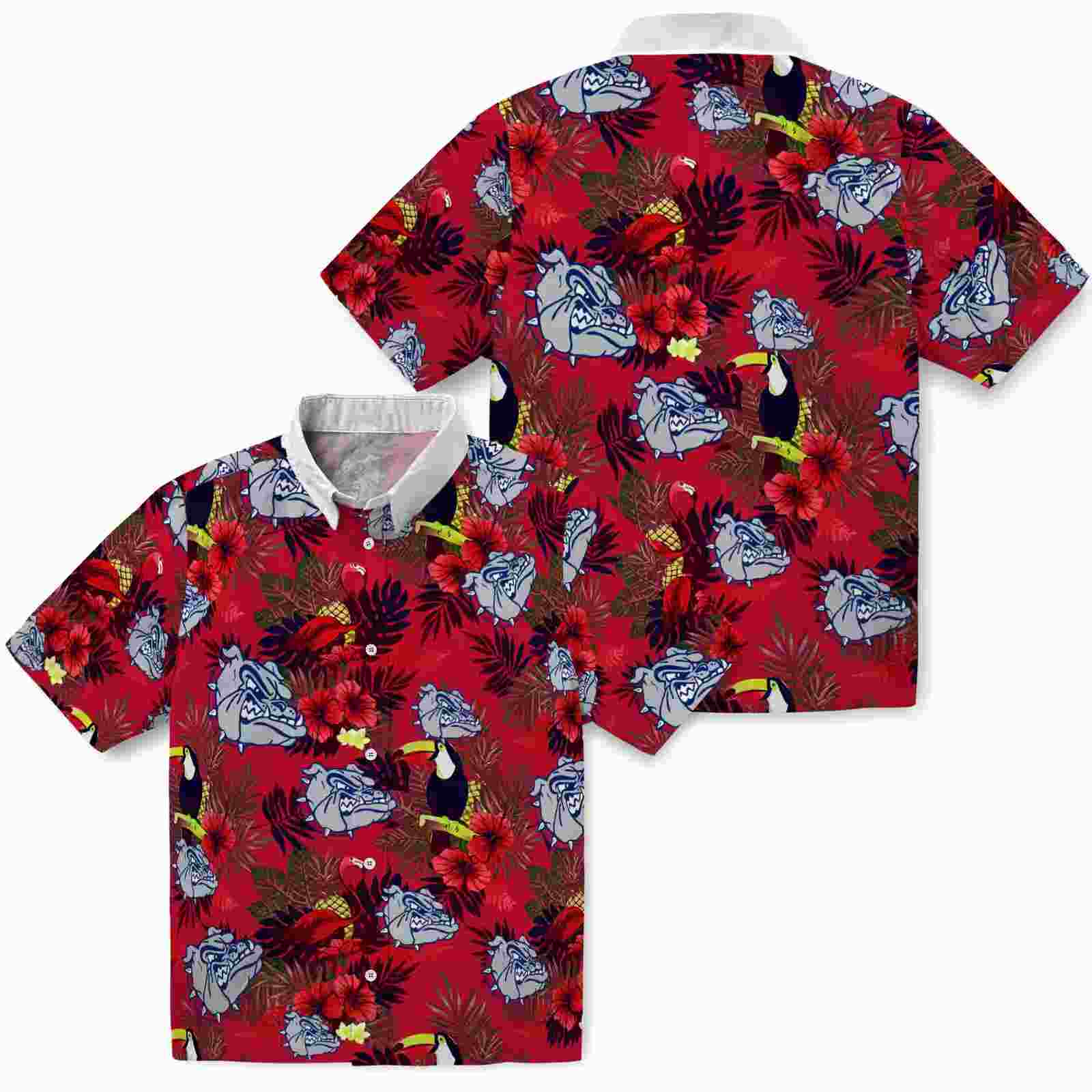 gonzaga bulldogs floral toucan blue red hawaiian shirt high quality