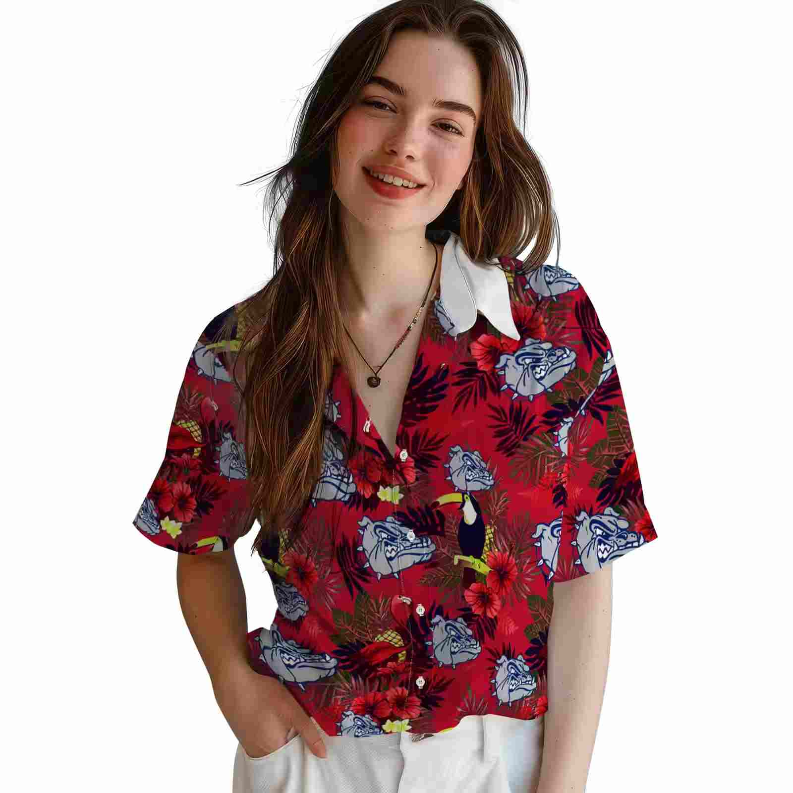 gonzaga bulldogs floral toucan blue red hawaiian shirt latest model